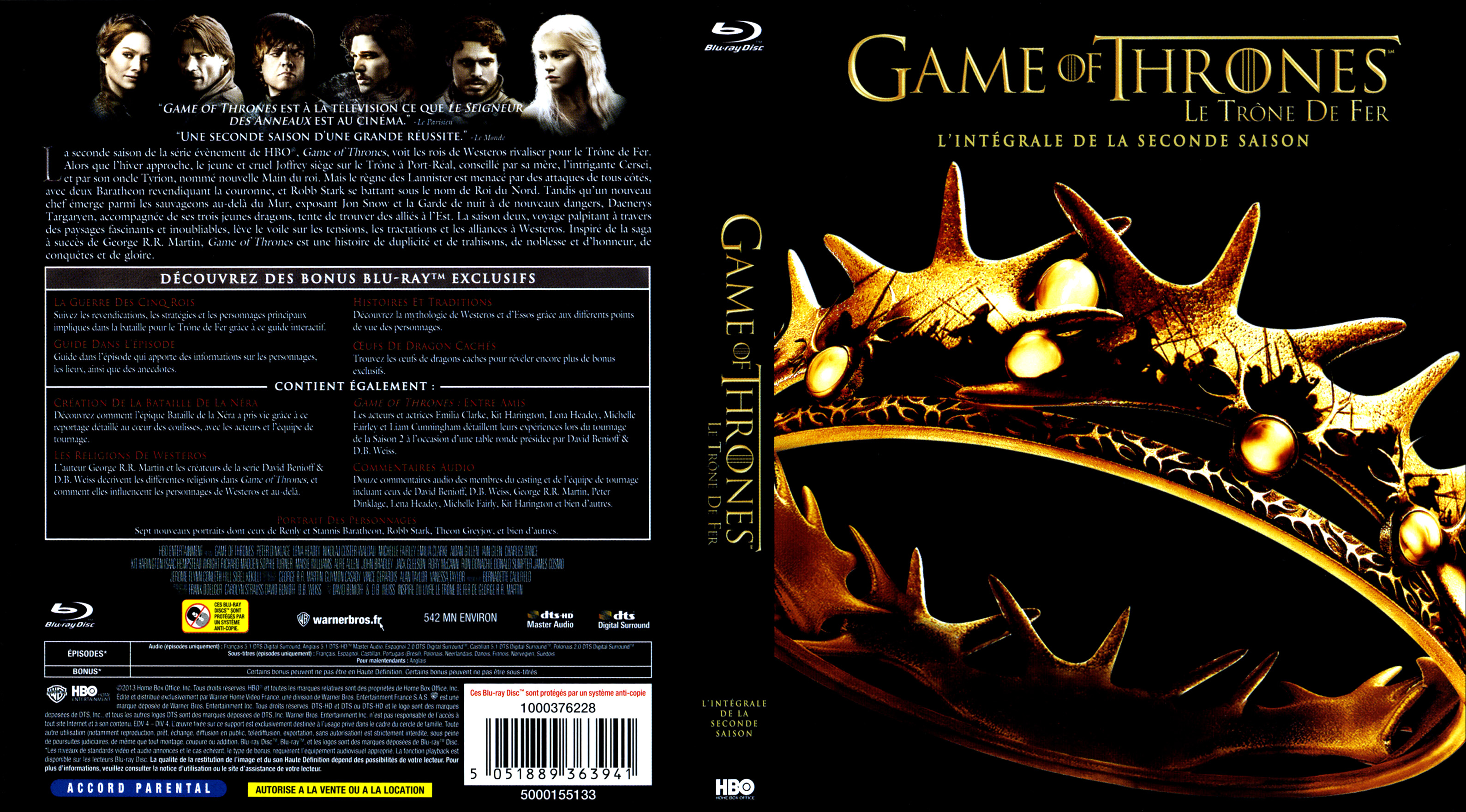 Jaquette DVD Game of thrones (le trone de fer) Saison 2 (BLU-RAY)