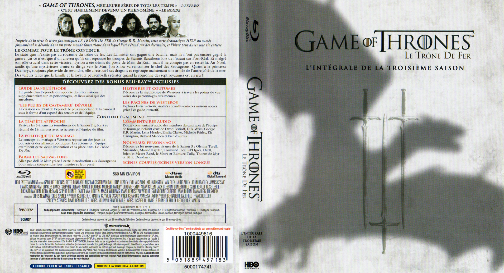 Jaquette DVD Game of thrones (le trone de fer) Saison 3 (BLU-RAY)