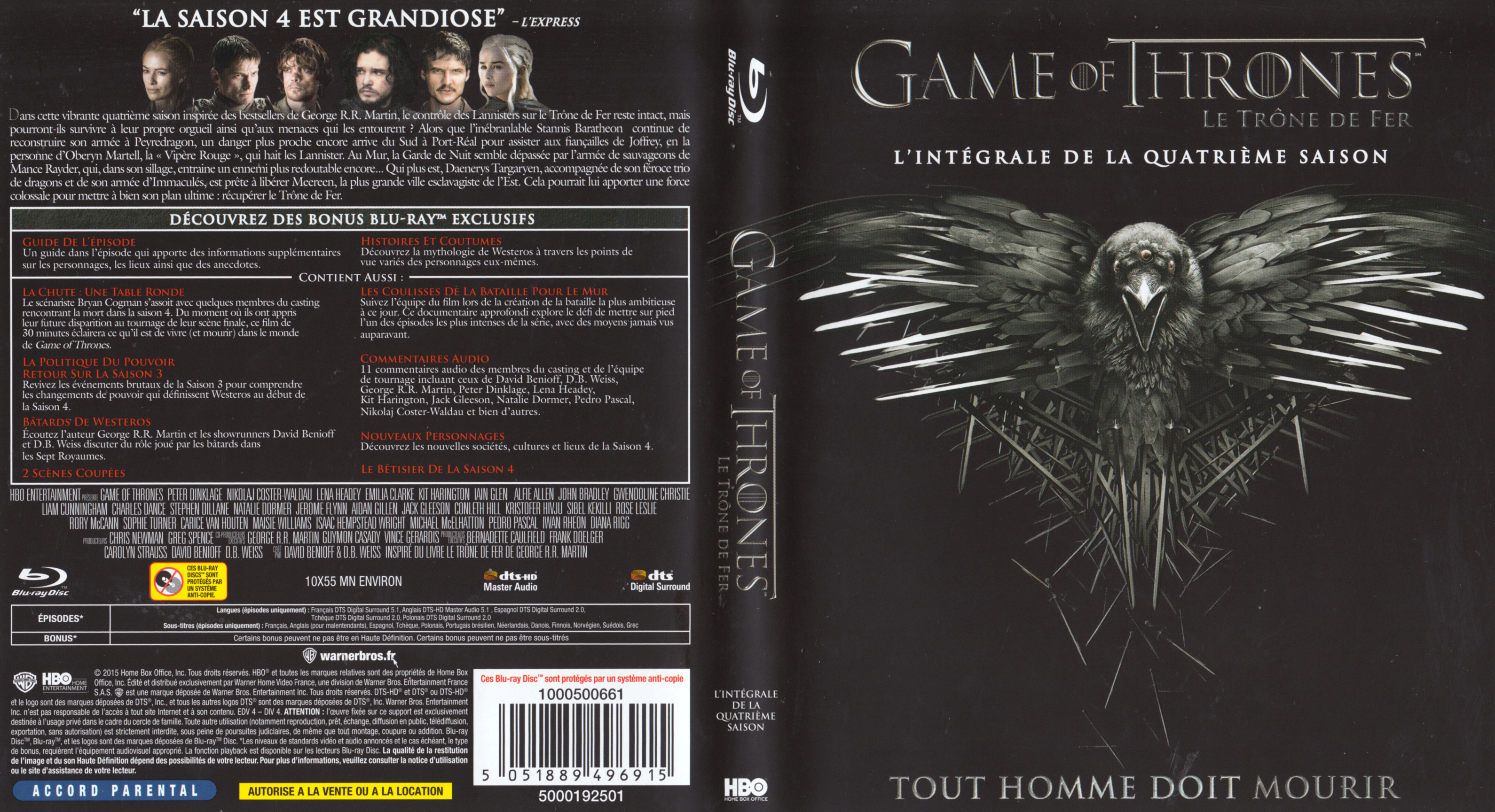 Jaquette DVD Game of thrones (le trone de fer) Saison 4 (BLU-RAY)