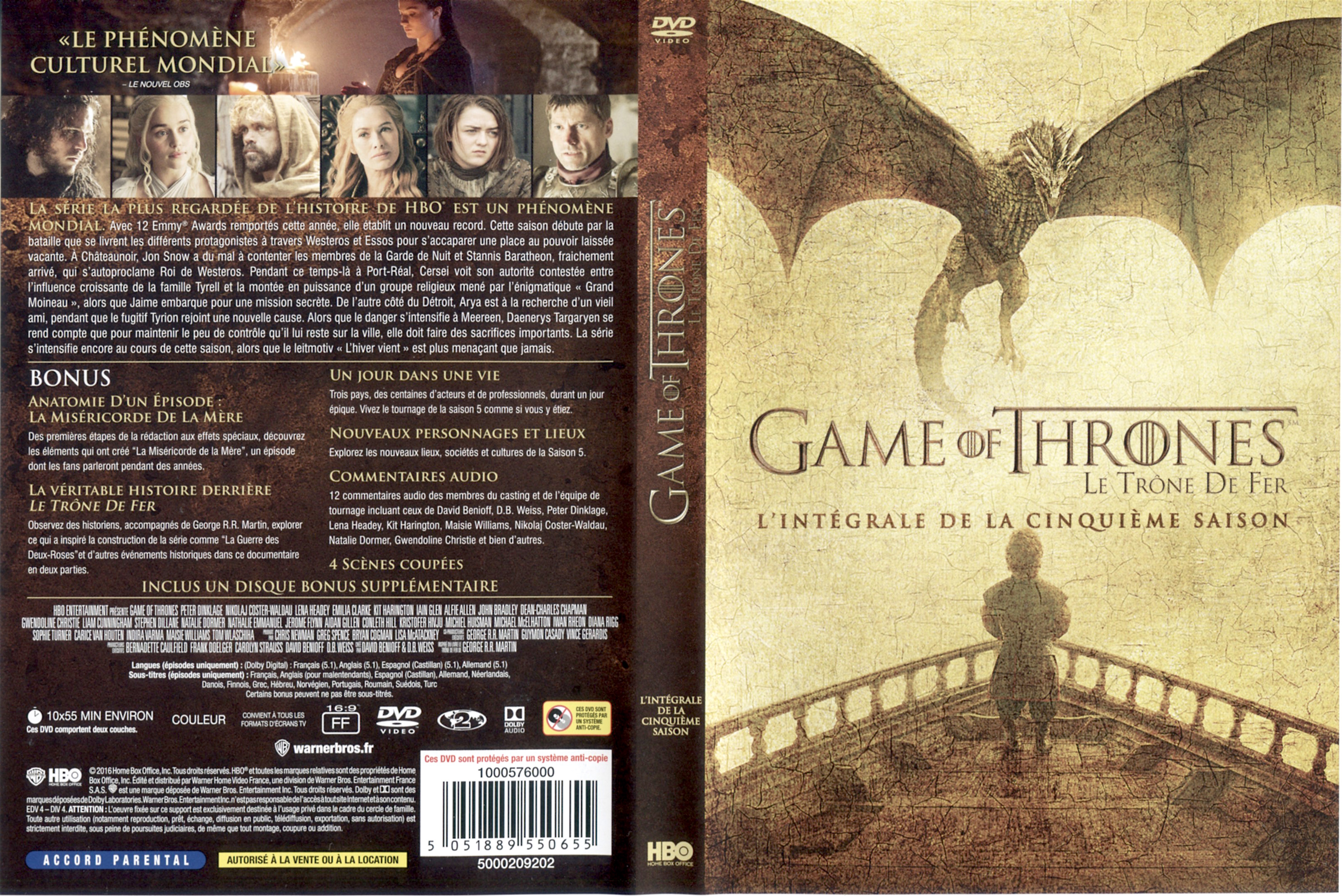 Jaquette DVD Game of thrones (le trone de fer) Saison 5