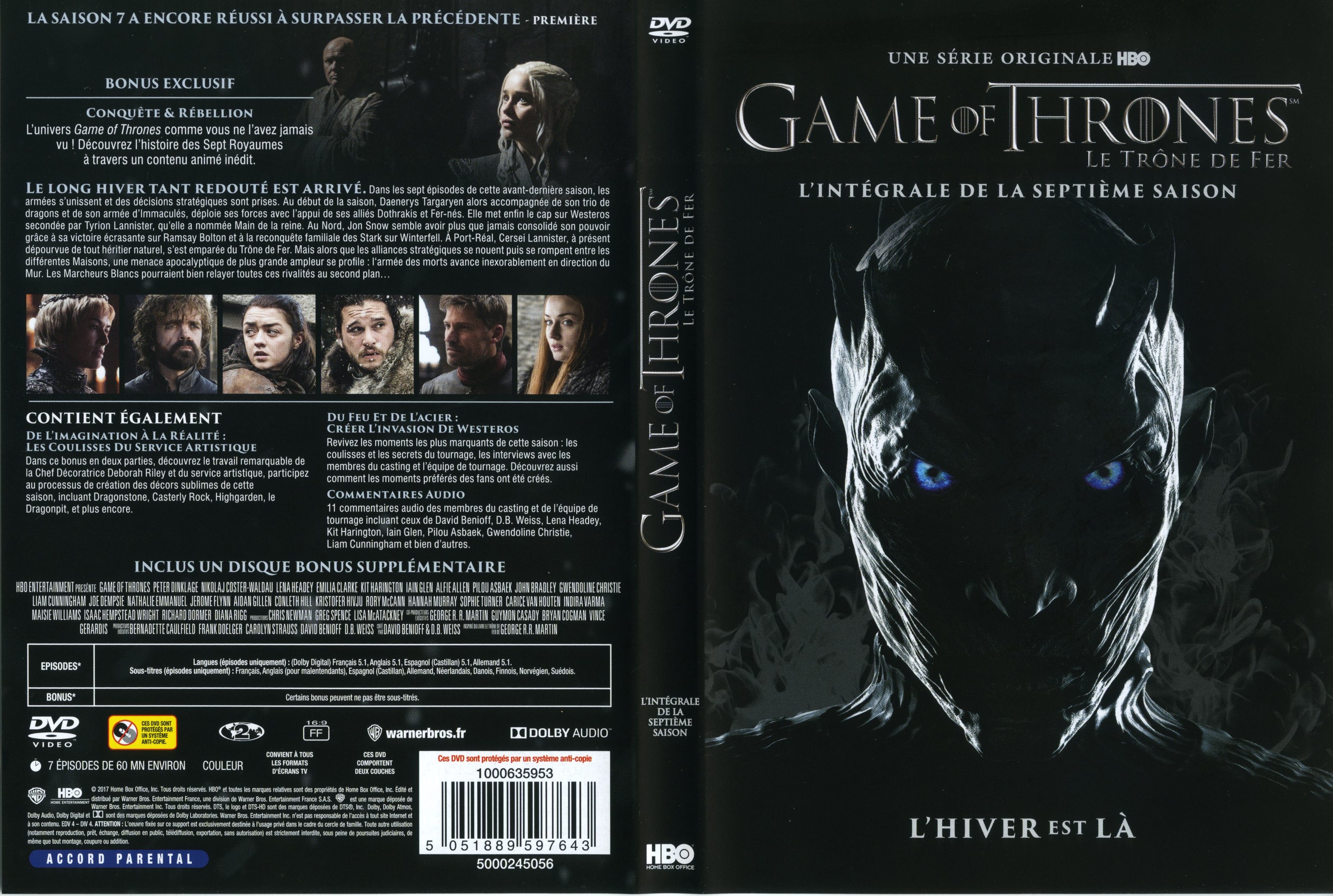 Jaquette DVD Game of thrones (le trone de fer) Saison 7