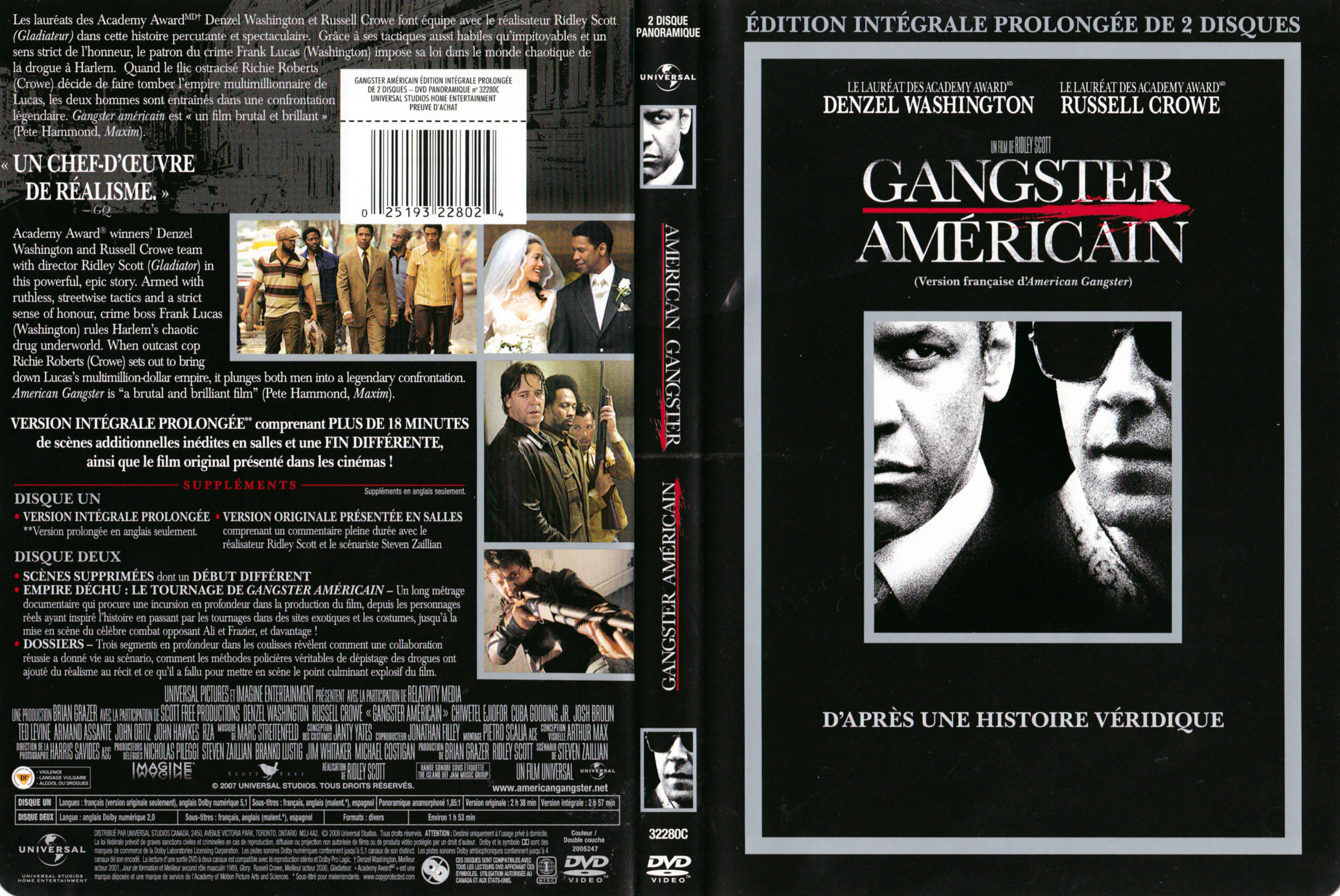 Jaquette DVD Gangster amricain (Canadienne)