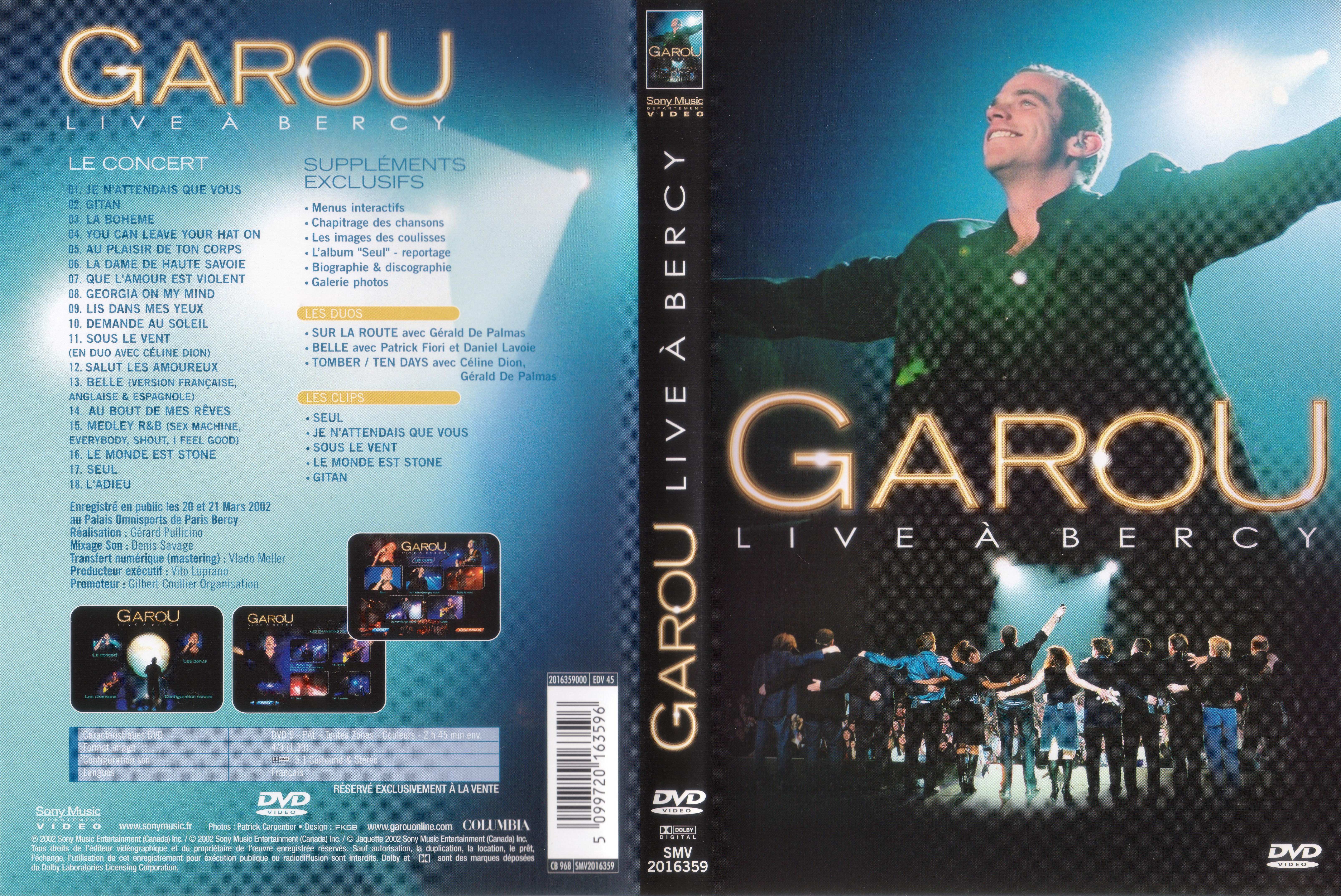 Jaquette DVD Garou live  bercy