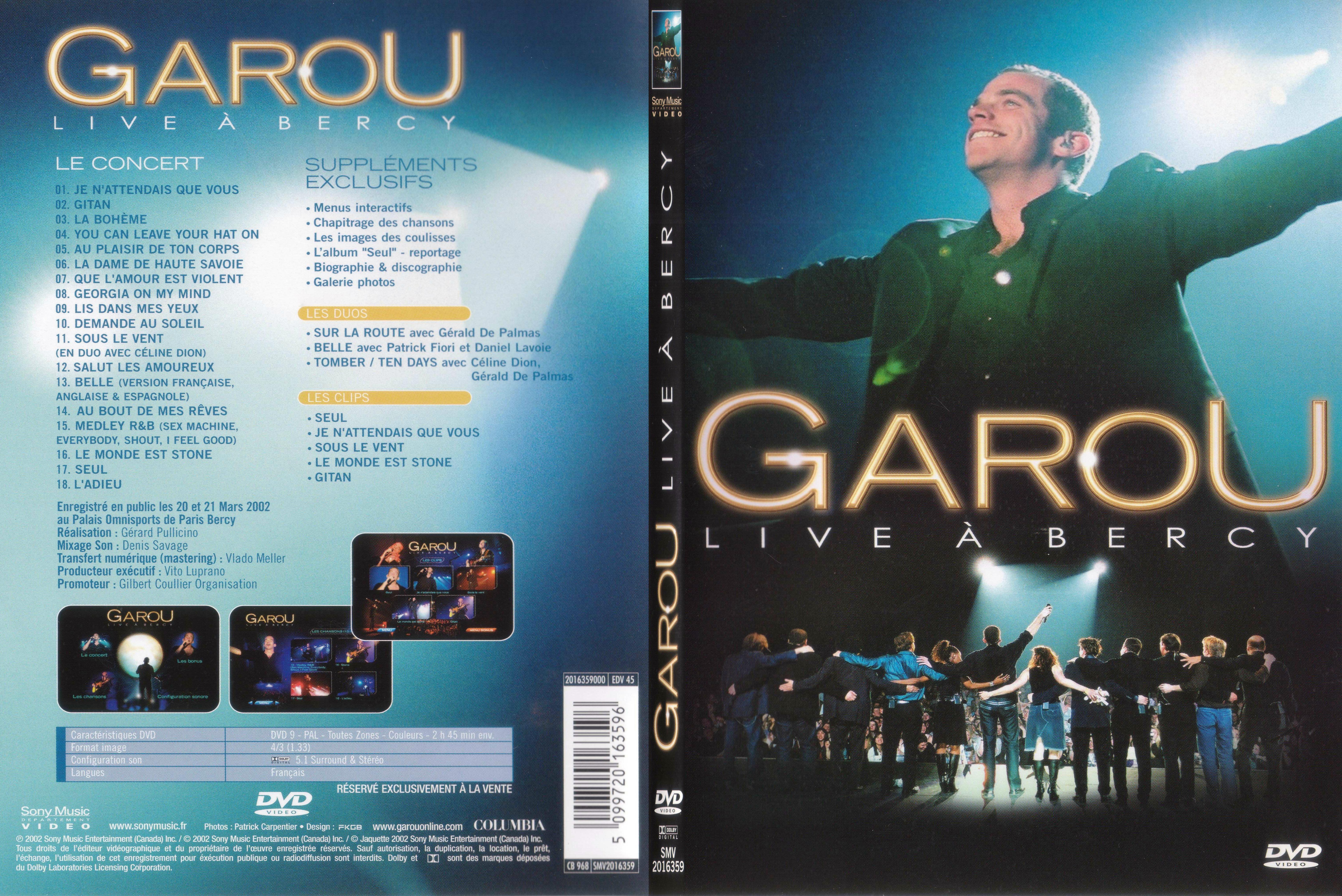 Jaquette DVD Garou live a bercy - SLIM