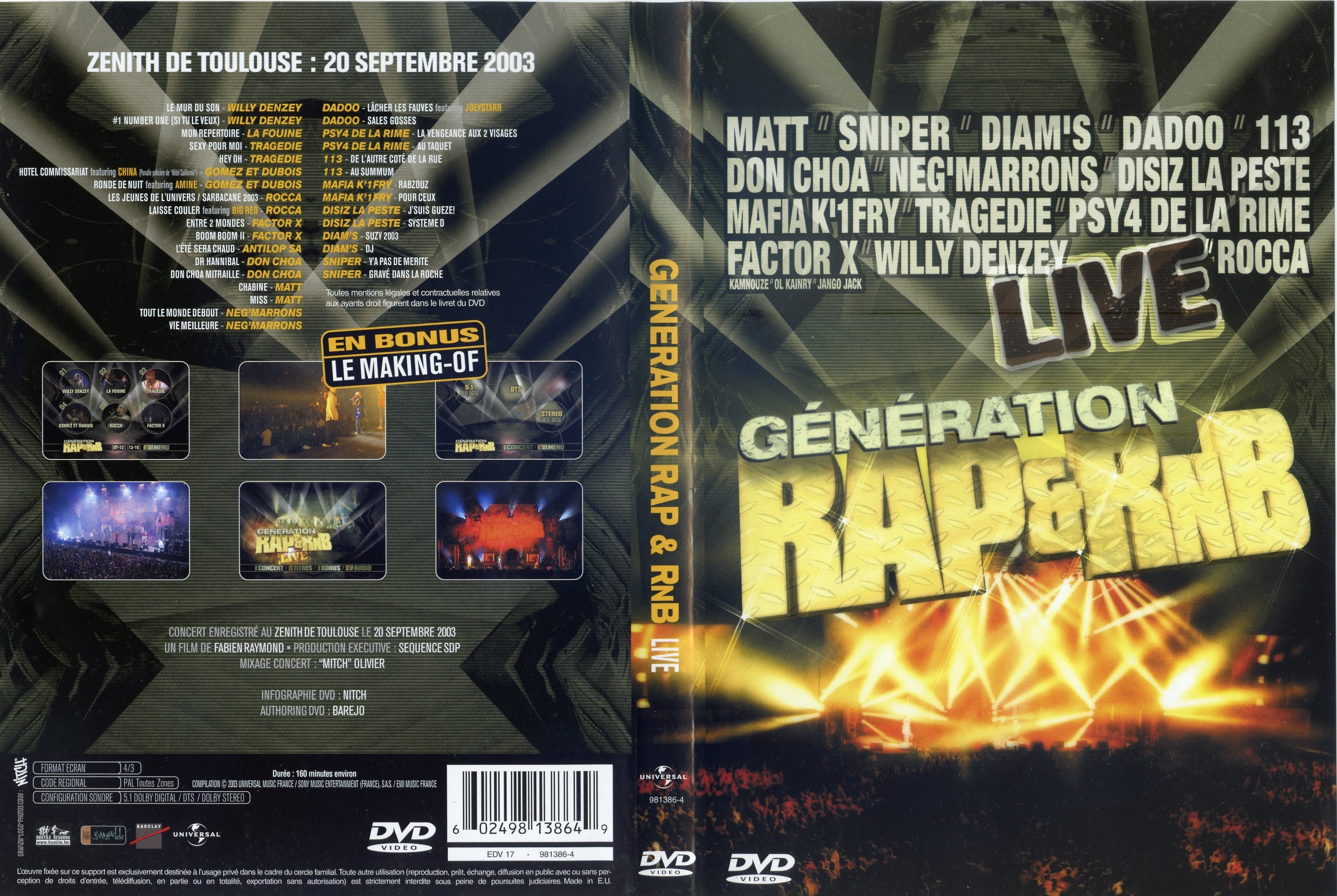 Jaquette DVD Gnration Rap RnB live 2003