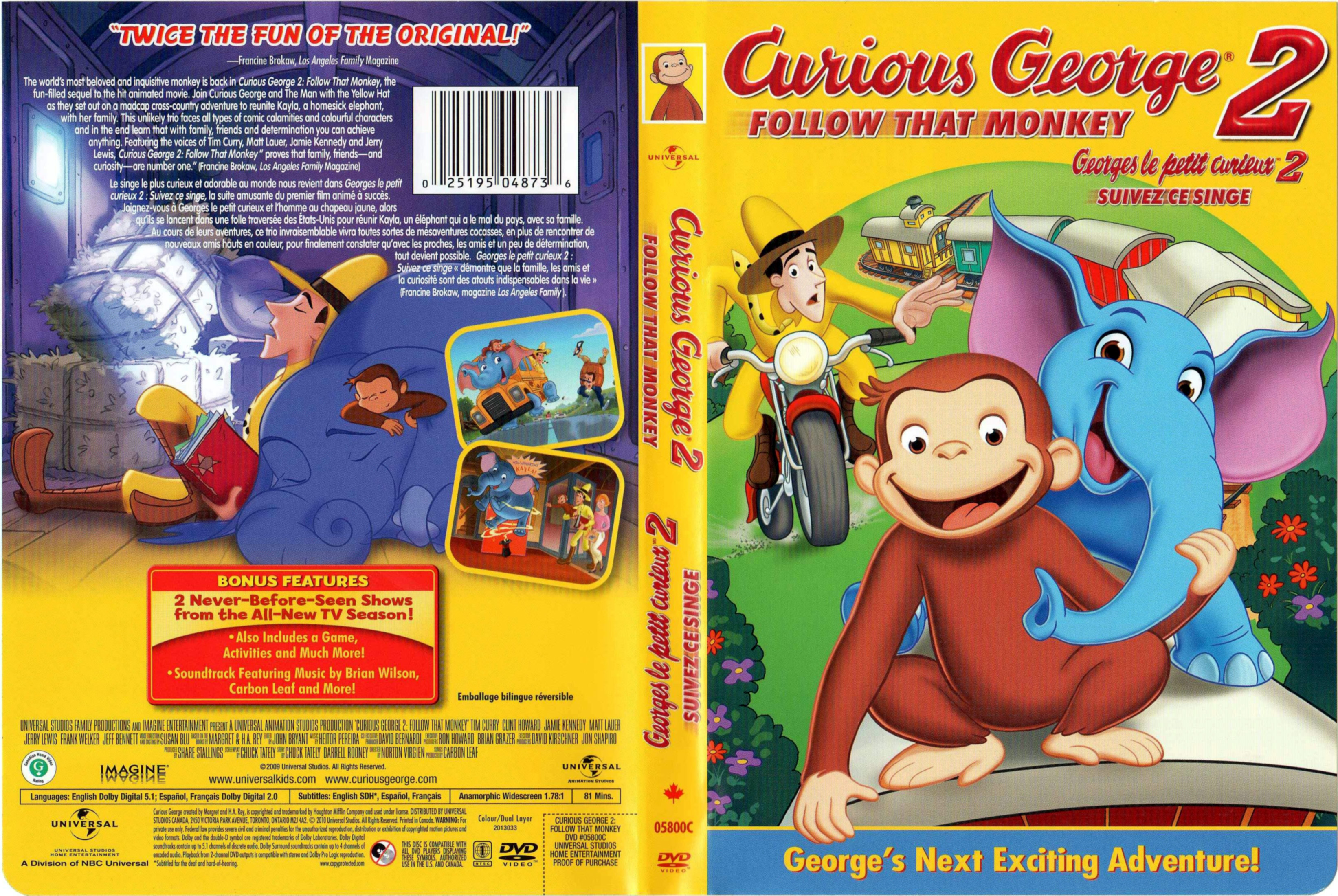 Jaquette DVD Georges le petit curieux 2 Suivez ce singe (Canadienne)