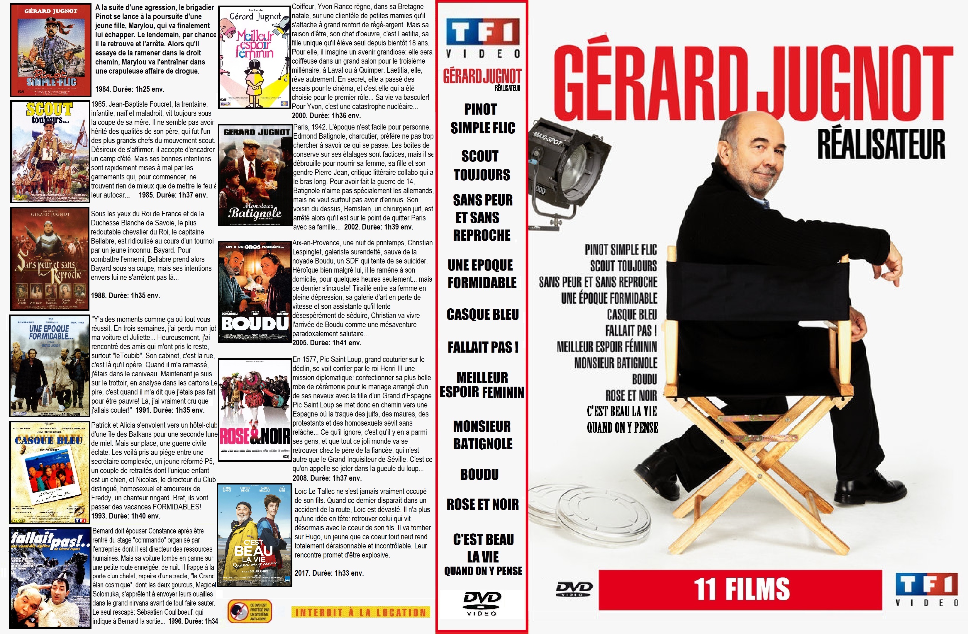 Jaquette DVD Gerard Jugnot realisateur 11 films custom