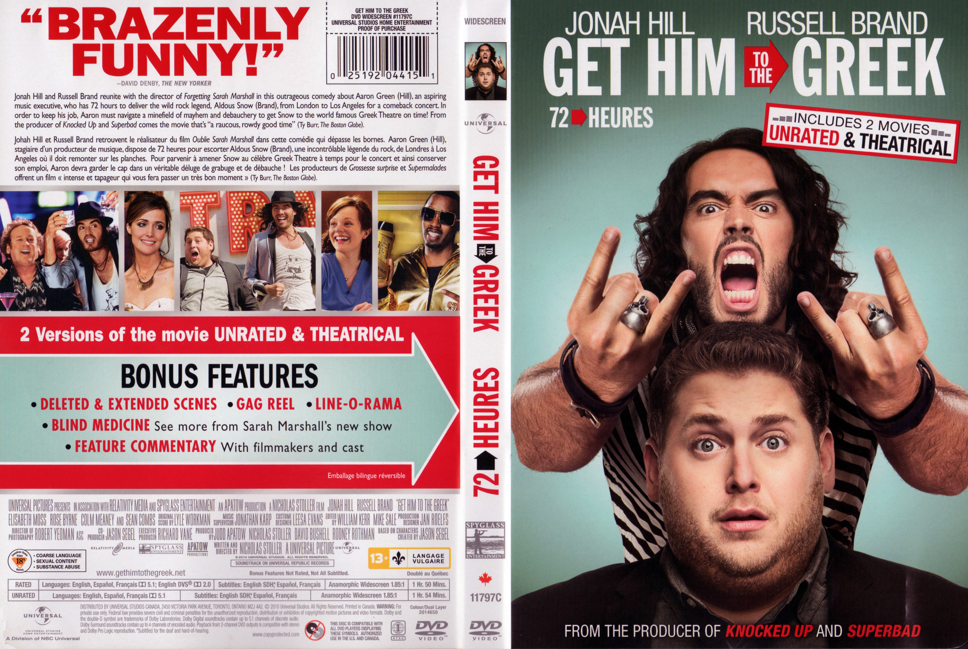 Jaquette DVD Get him to the greek - 72 heures (Canadienne)