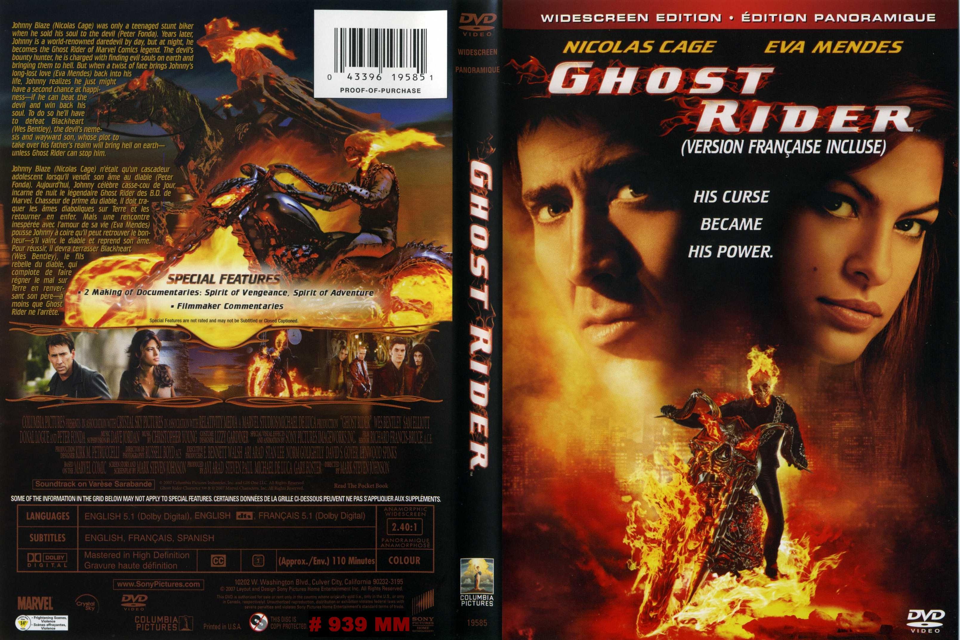 Jaquette DVD Ghost rider Zone 1