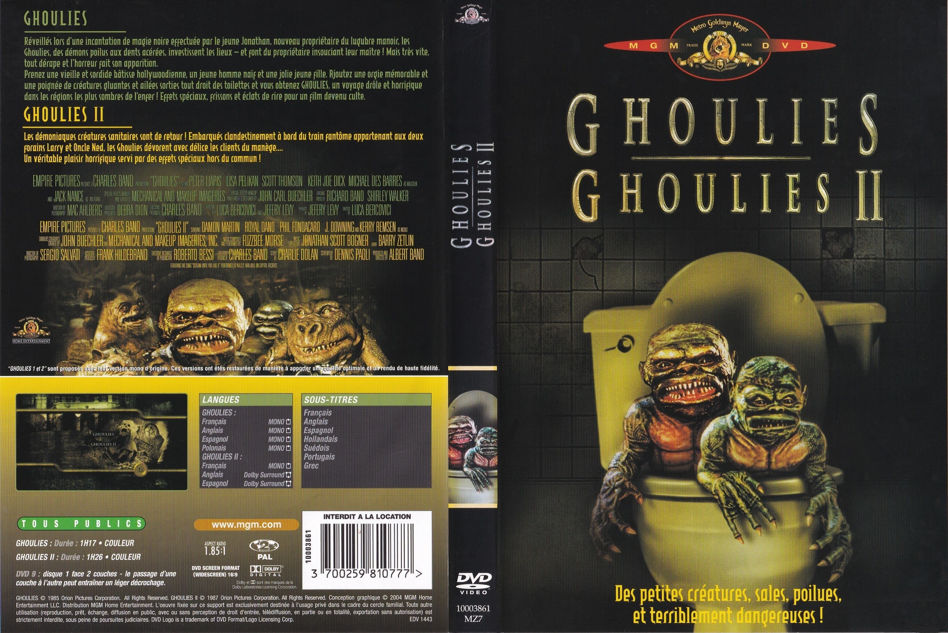 Jaquette DVD Ghoulies I & II