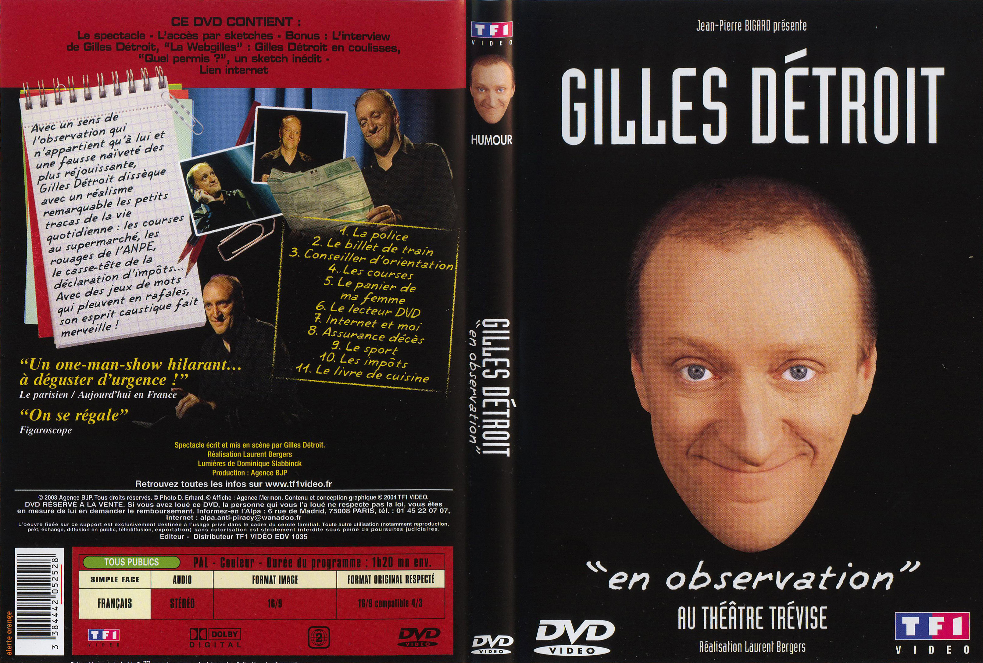 Jaquette DVD Gilles Dtroit - En observation
