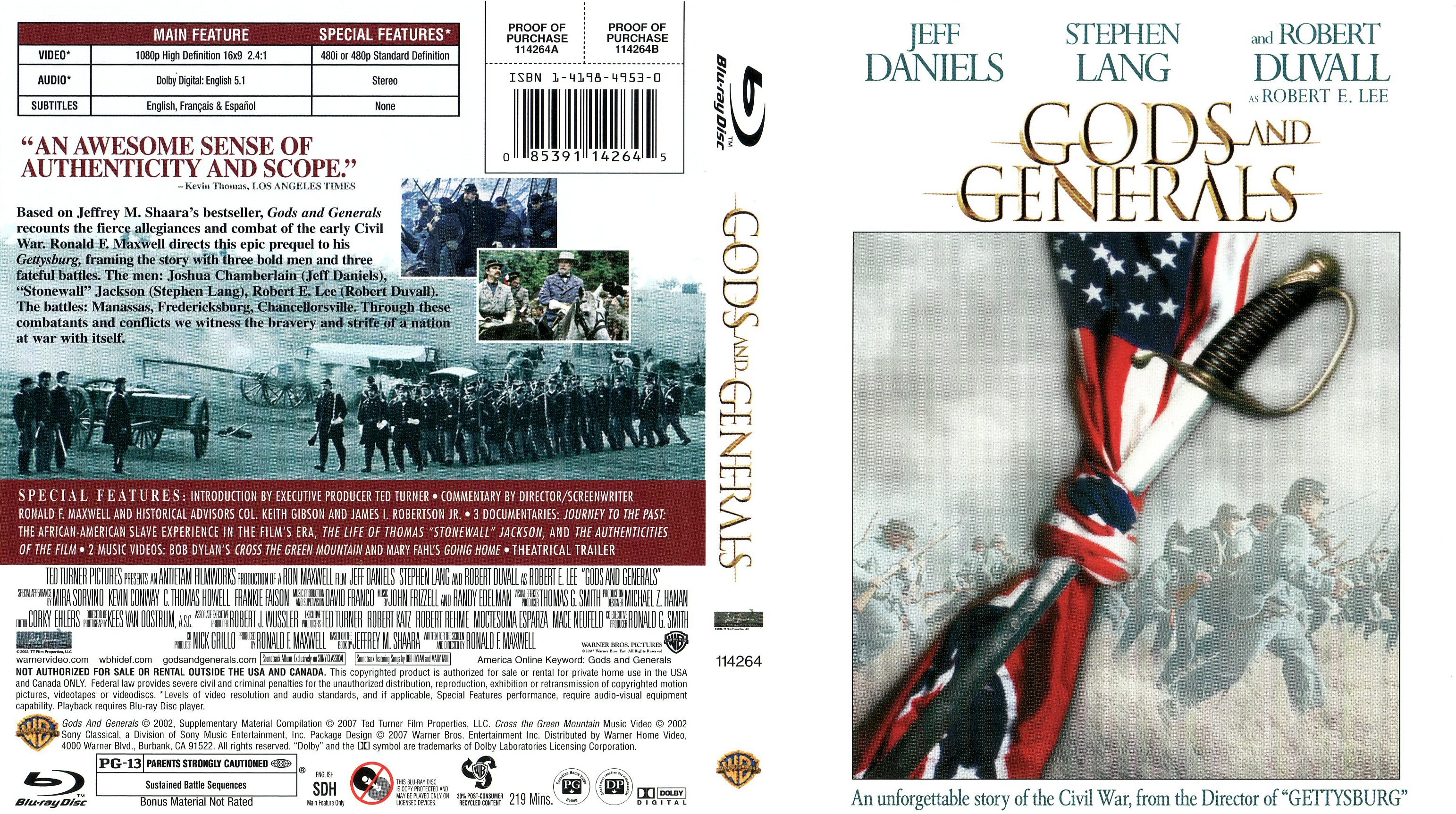 Jaquette DVD Gods And Generals Zone 1 (BLU-RAY)