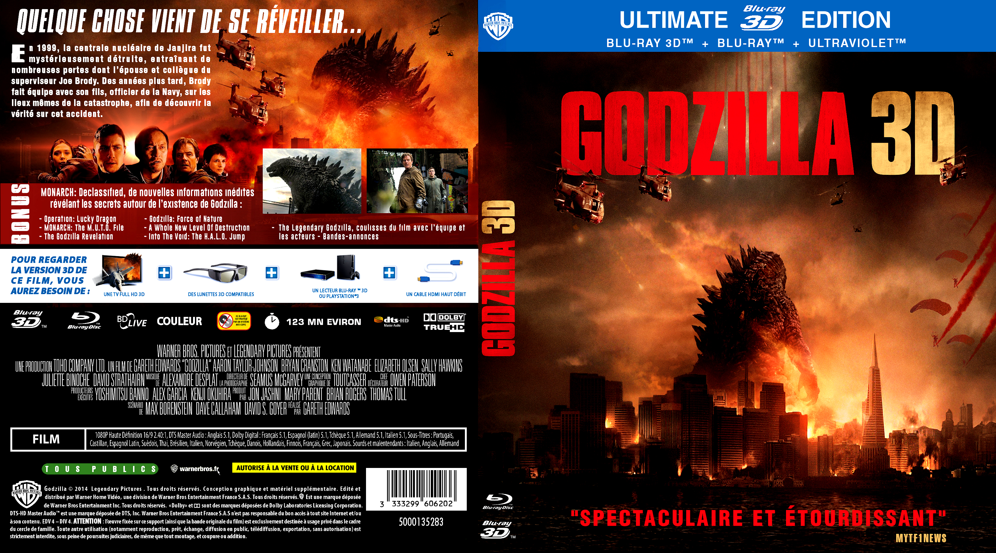 Jaquette DVD Godzilla 3D custom (BLU-RAY)