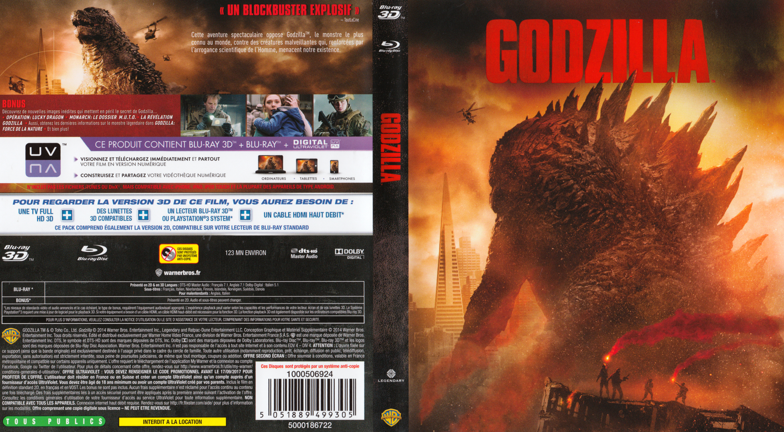 Jaquette DVD Godzilla (2014) 3D (BLU-RAY)