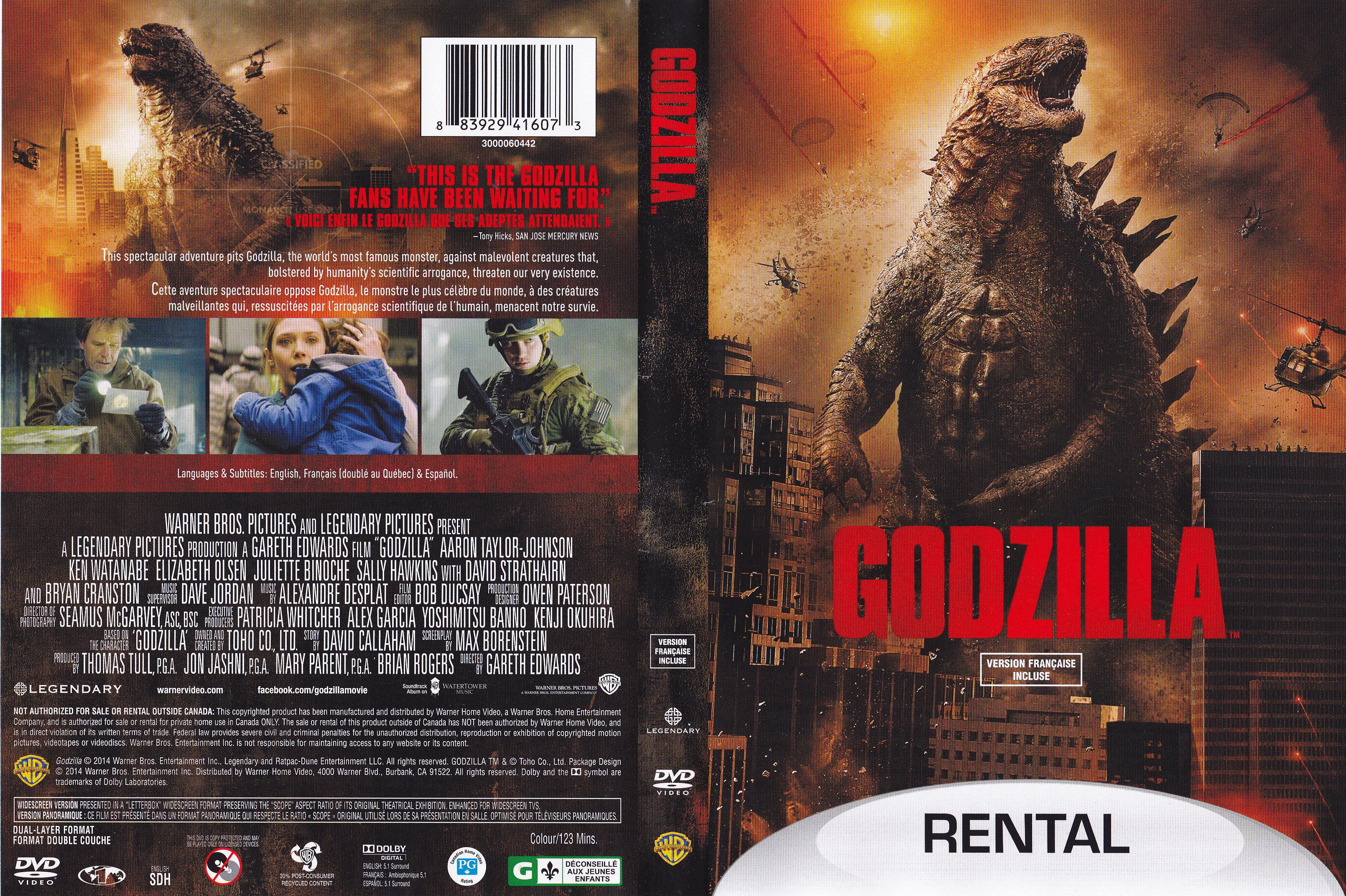 Jaquette DVD Godzilla (2014) (Canadienne)