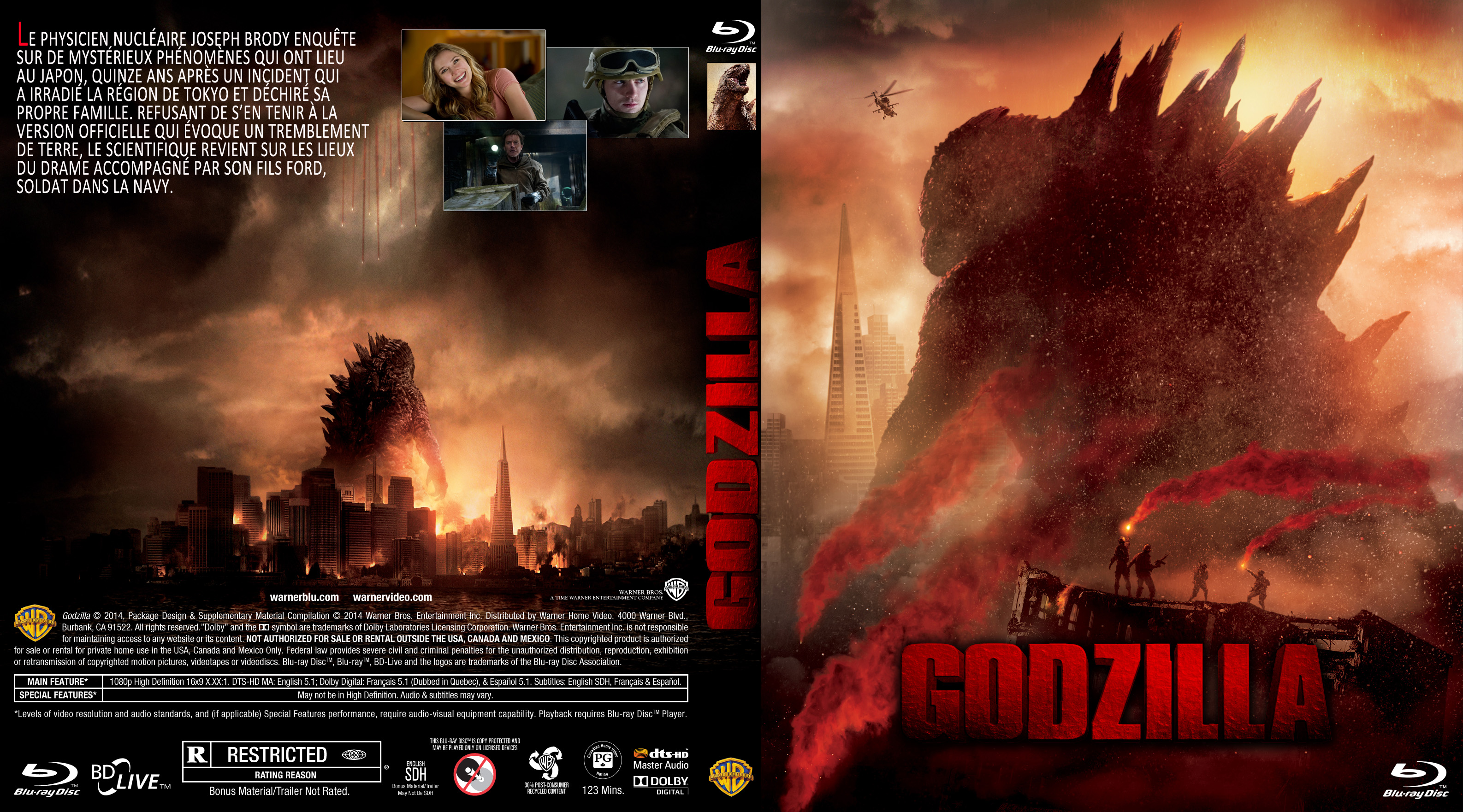 Jaquette DVD Godzilla (2014) custom (BLU-RAY)
