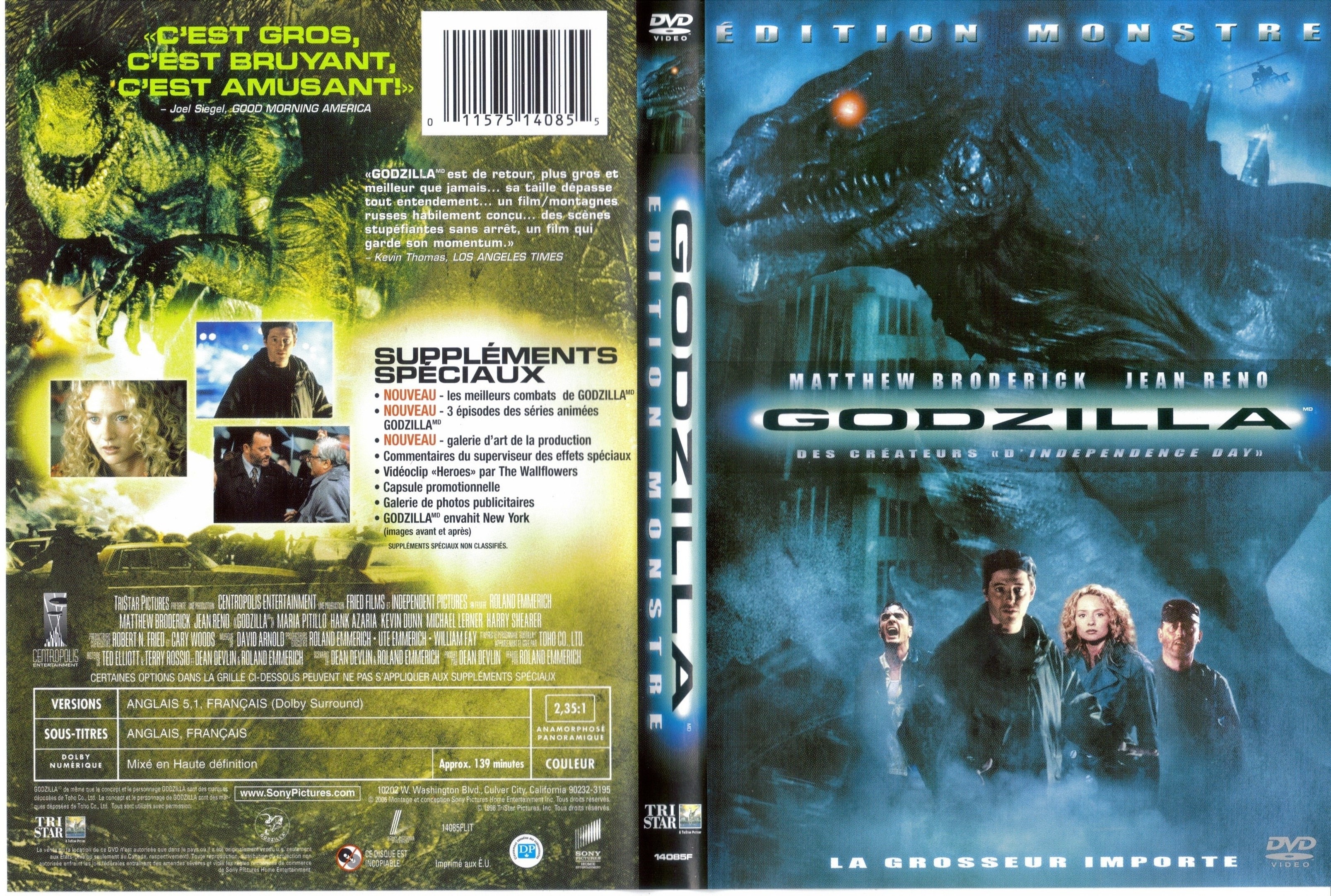 Jaquette DVD Godzilla (Canadienne)