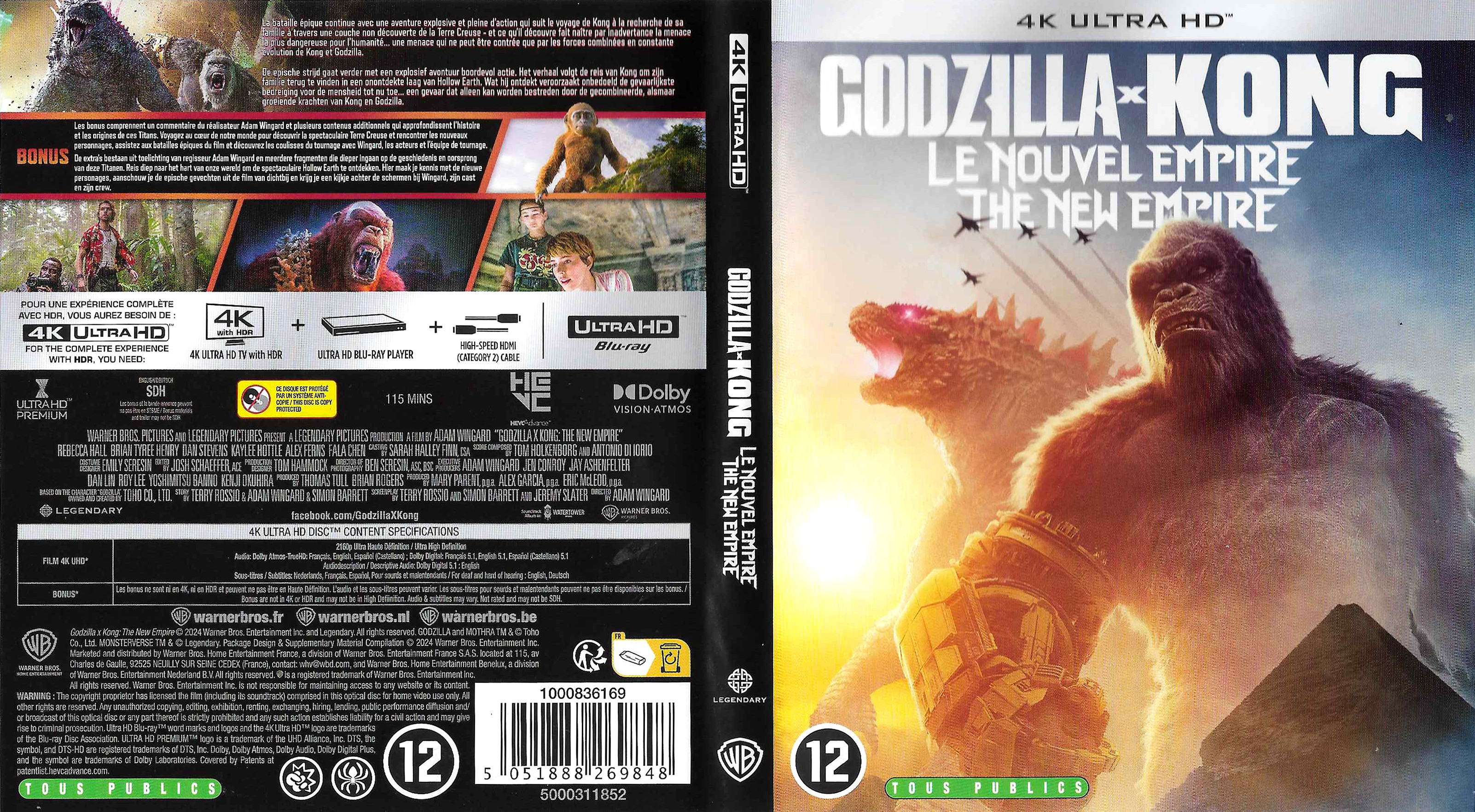 Jaquette DVD Godzilla x Kong Le Nouvel Empire 4K (BLU-RAY)