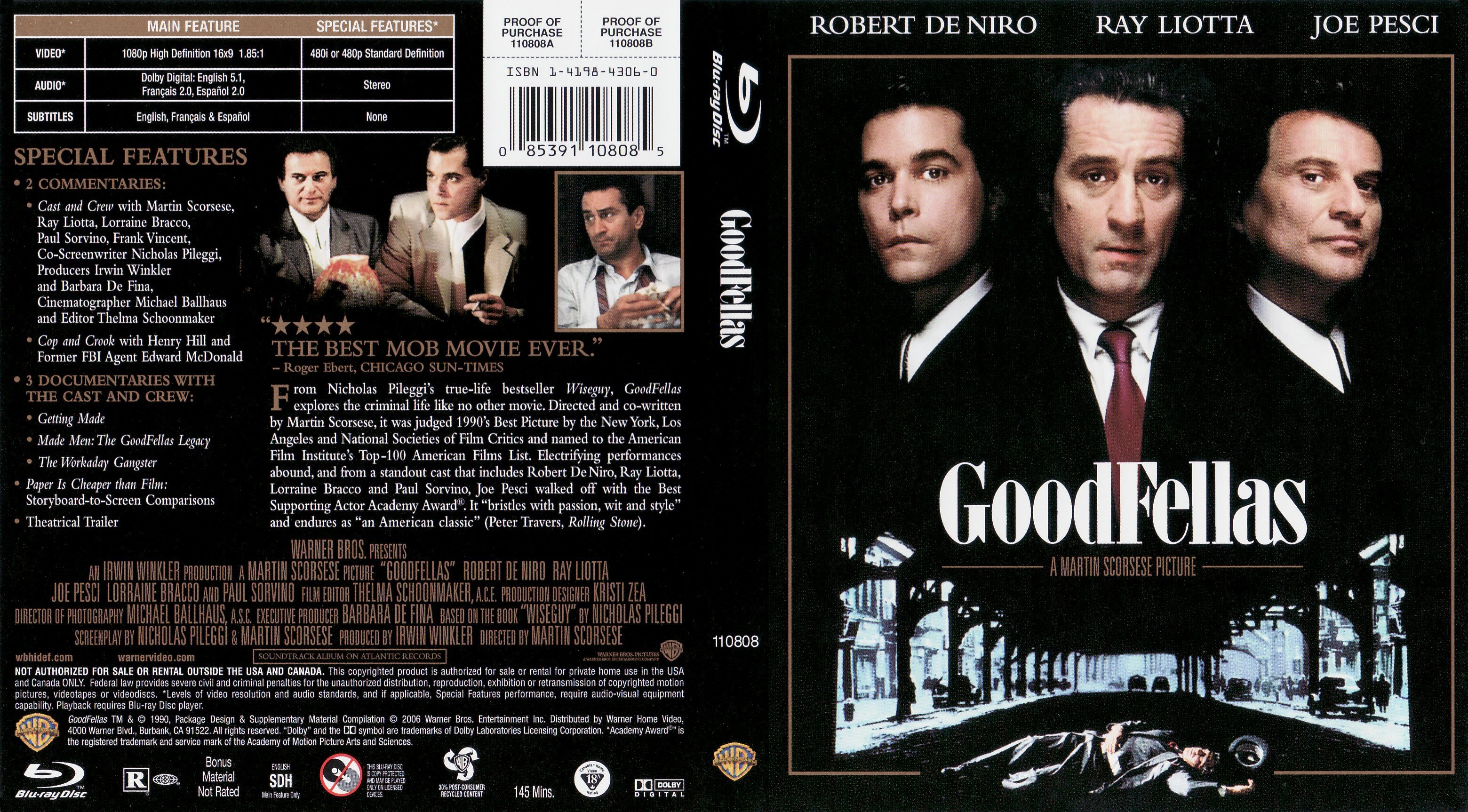 Jaquette DVD Goodfellas - Les affranchis (Canadienne) (BLU-RAY)