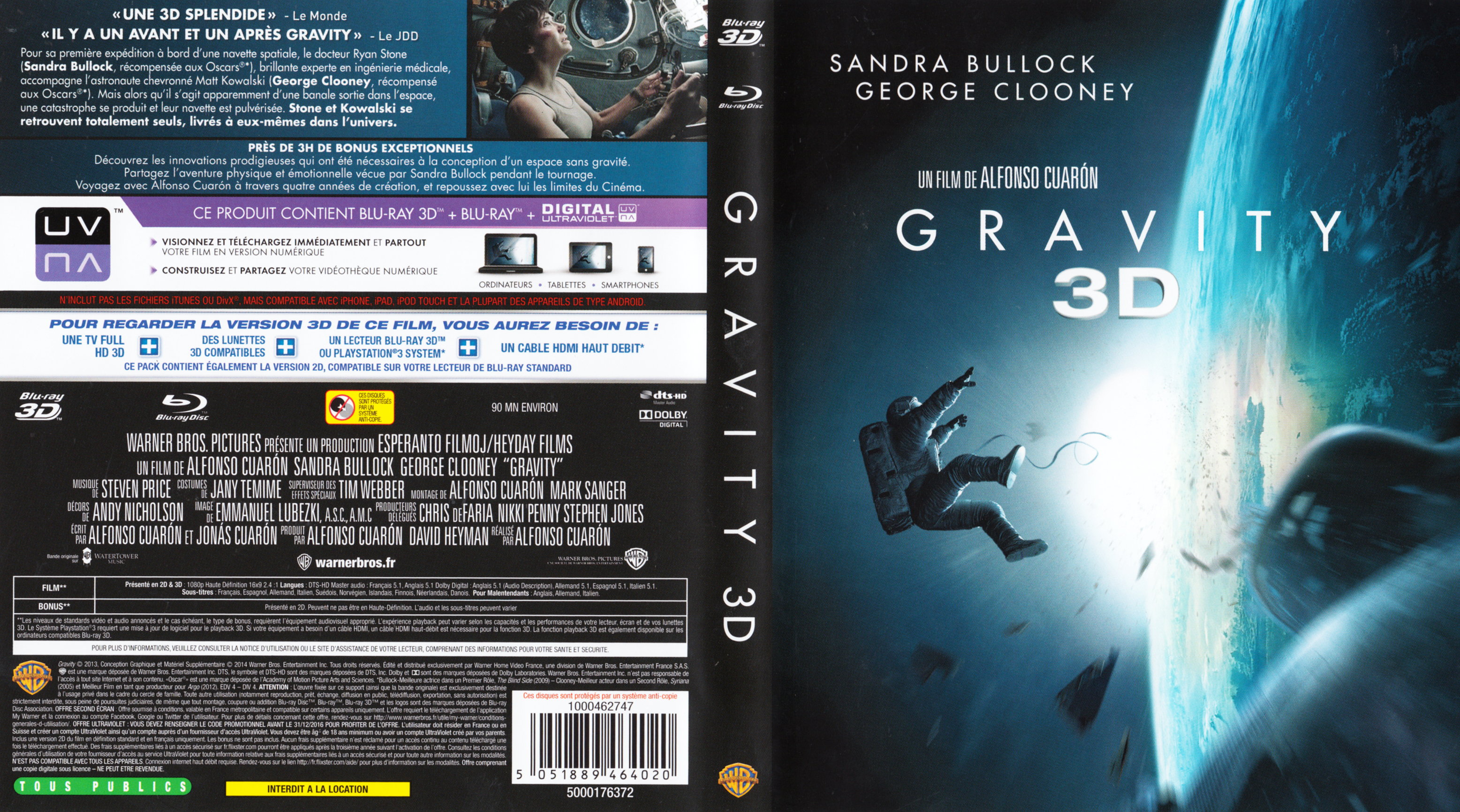 Jaquette DVD Gravity 3D (BLU-RAY) v2