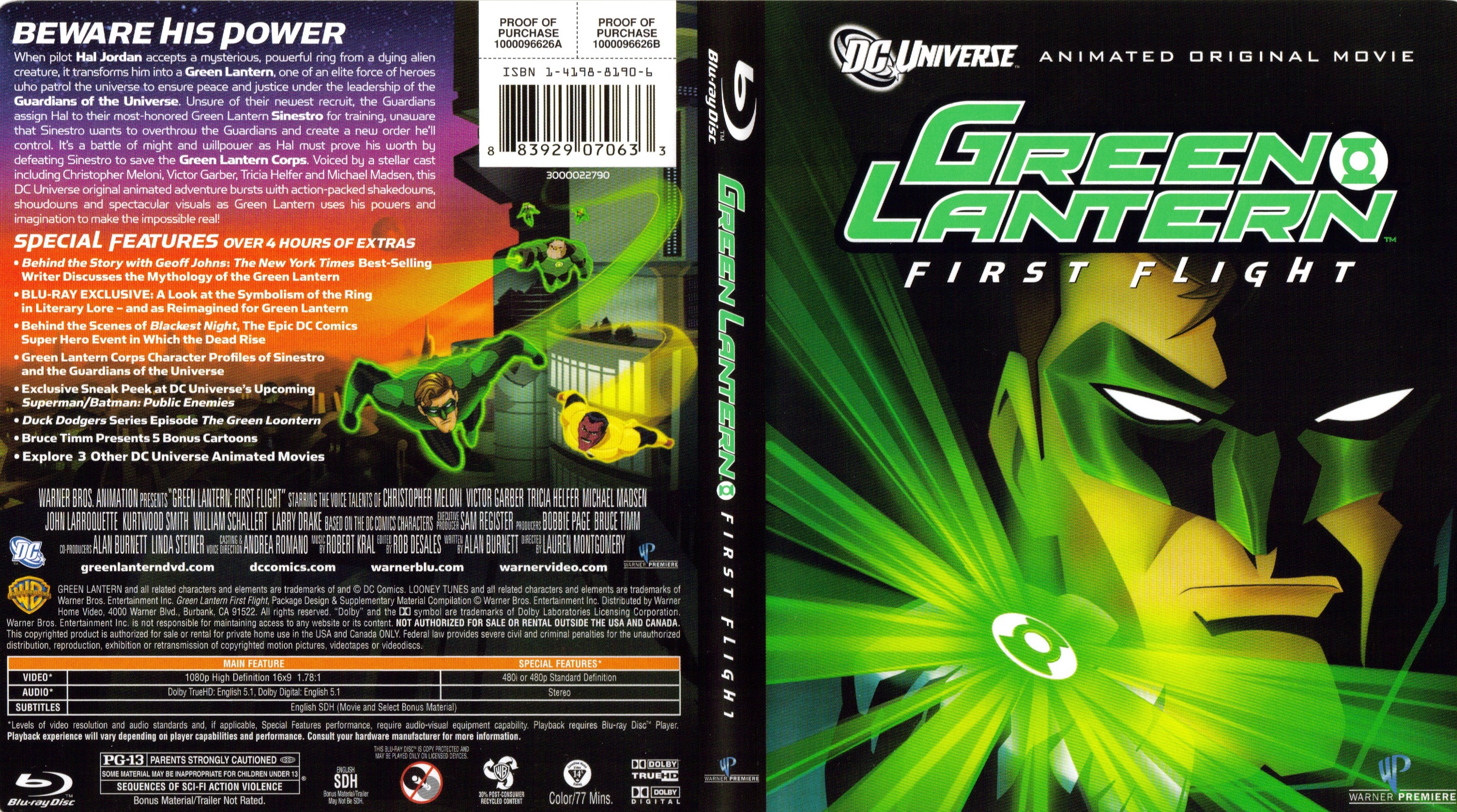 Jaquette DVD Green Lantern - First Flight (Canadienne) (BLU-RAY)