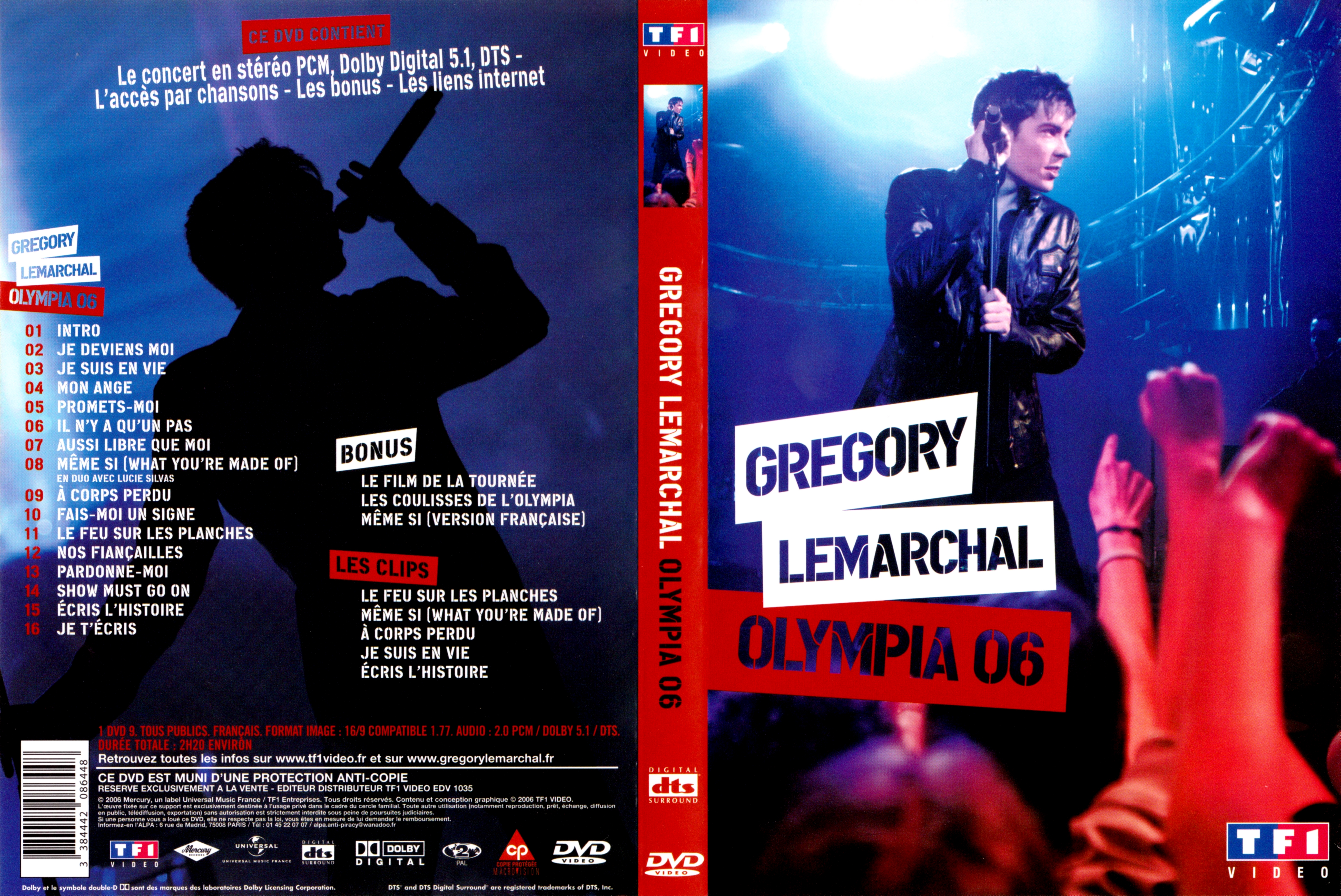 Jaquette DVD Gregory Lemarchal Olympia 06