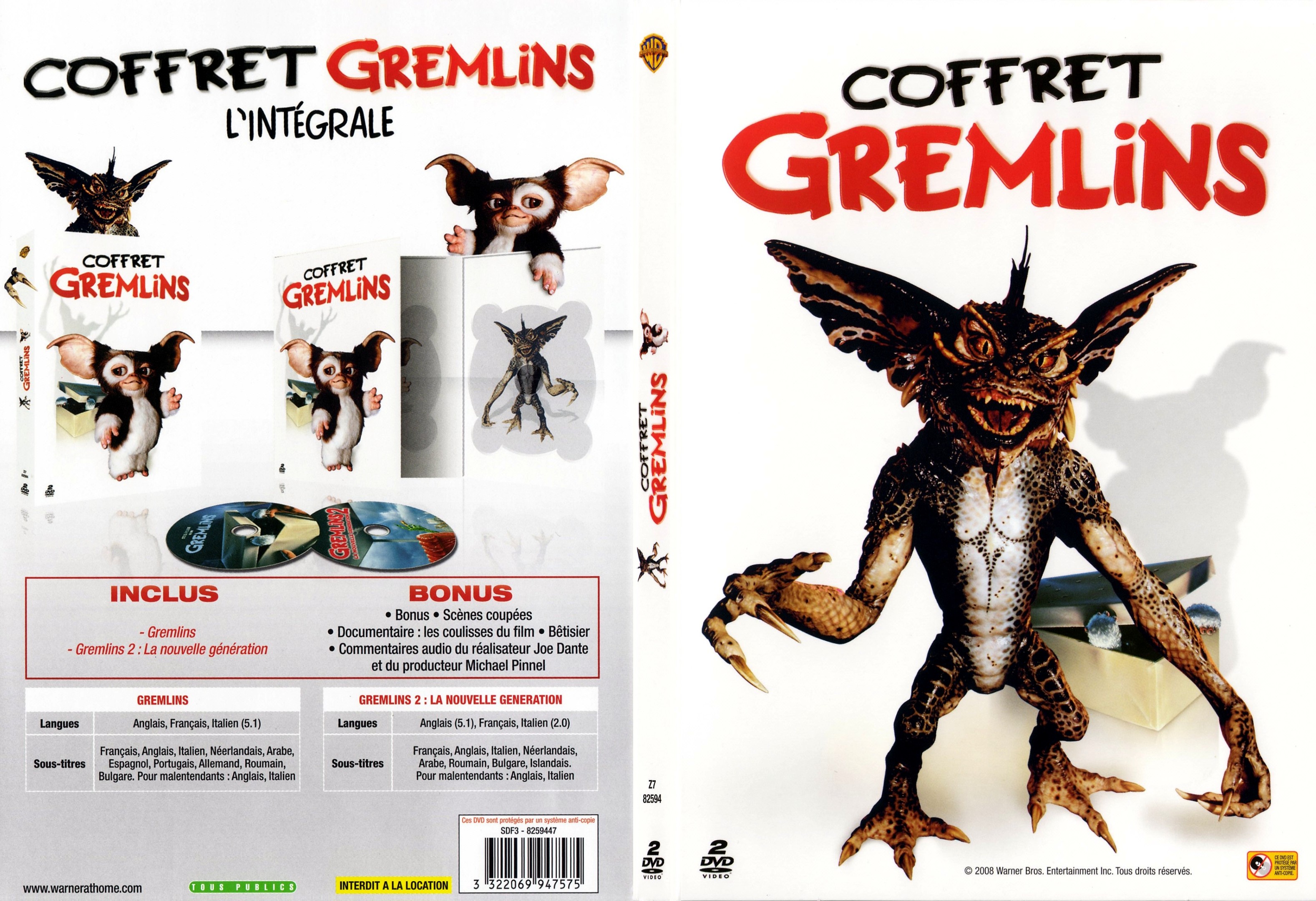 Jaquette DVD Gremlins 1 + 2 - SLIM