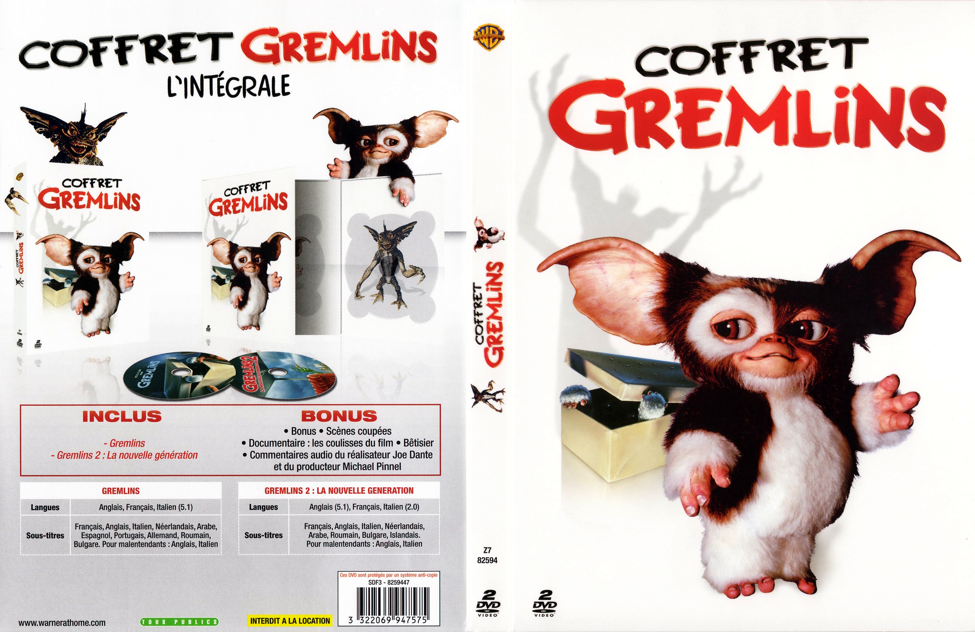 Jaquette DVD Gremlins 1 et 2 COFFRET