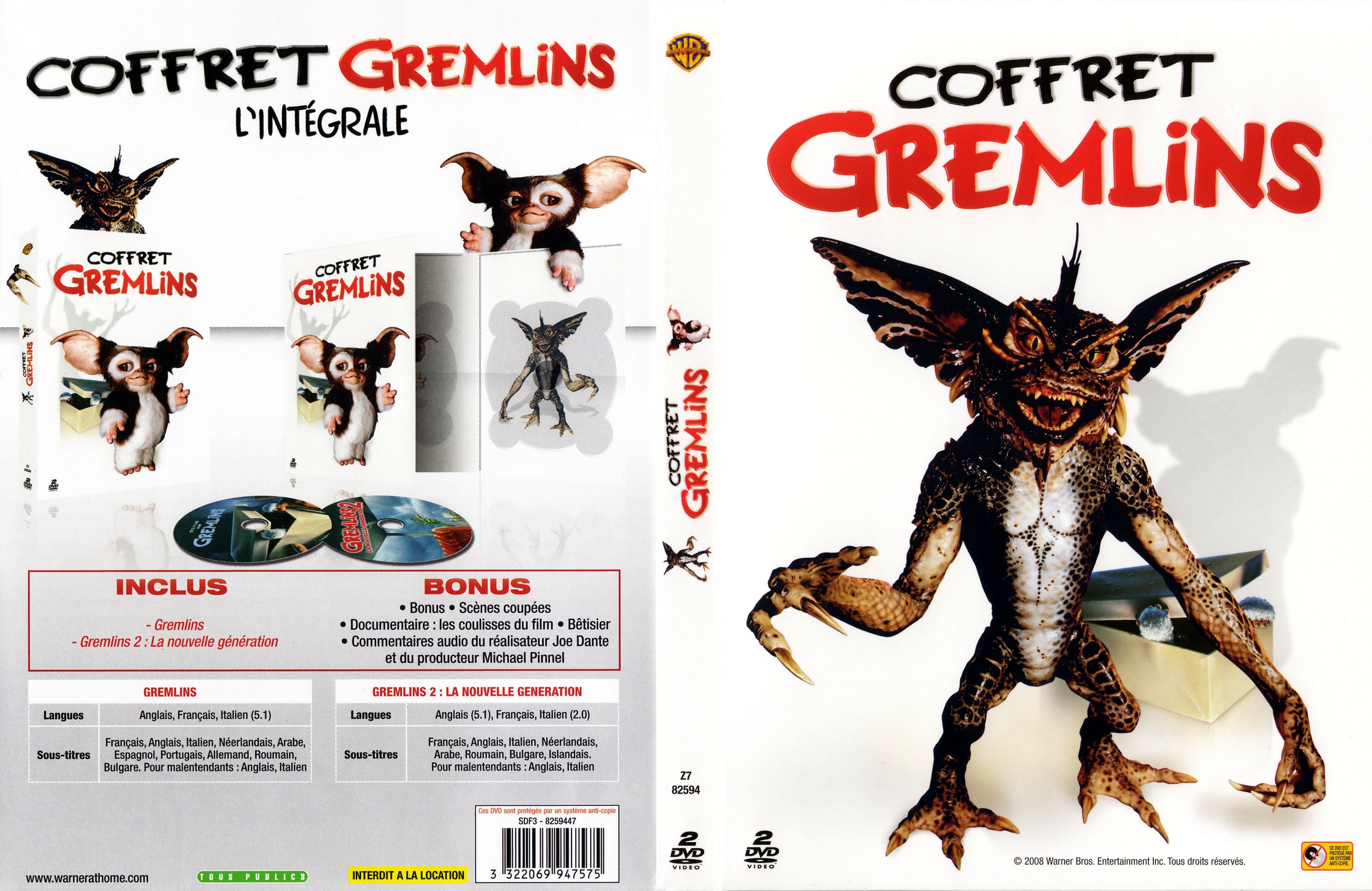 Jaquette DVD Gremlins 1 et 2 COFFRET v2