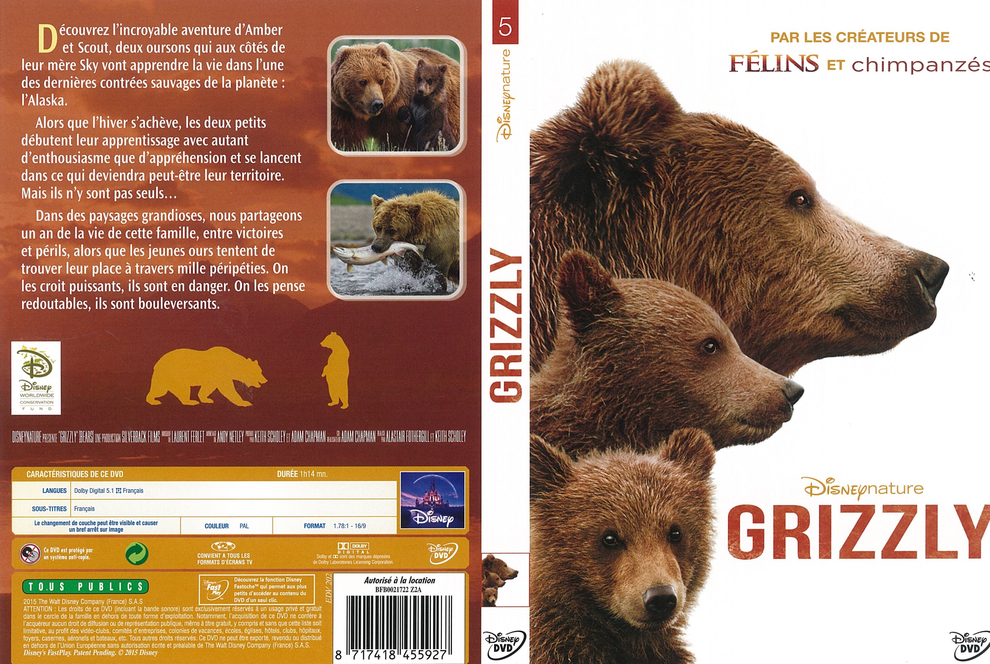 Jaquette DVD Grizzly (Disney)