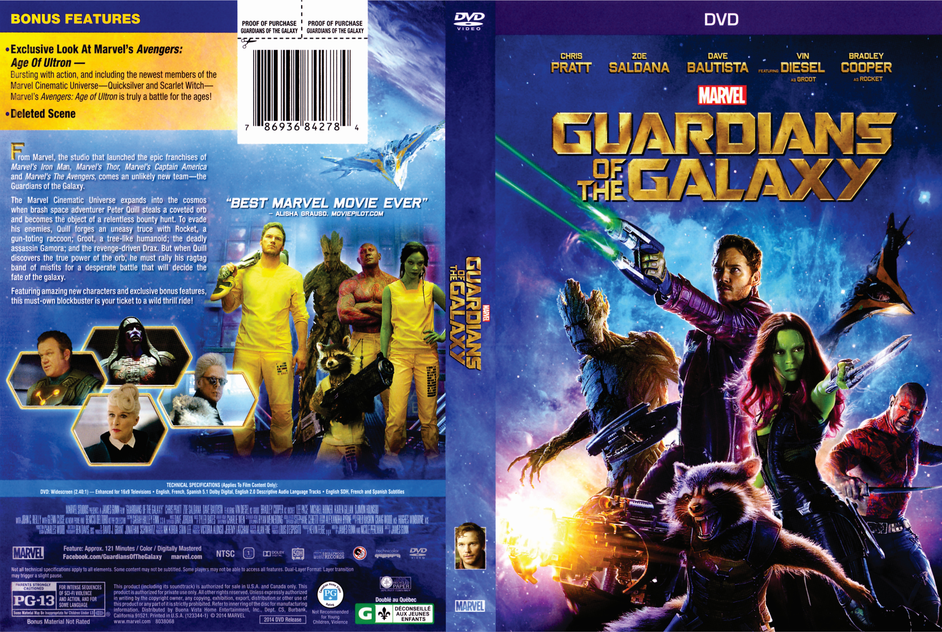 Jaquette DVD Guardians of the galaxy - Les gardiens de la galaxie (Canadienne)
