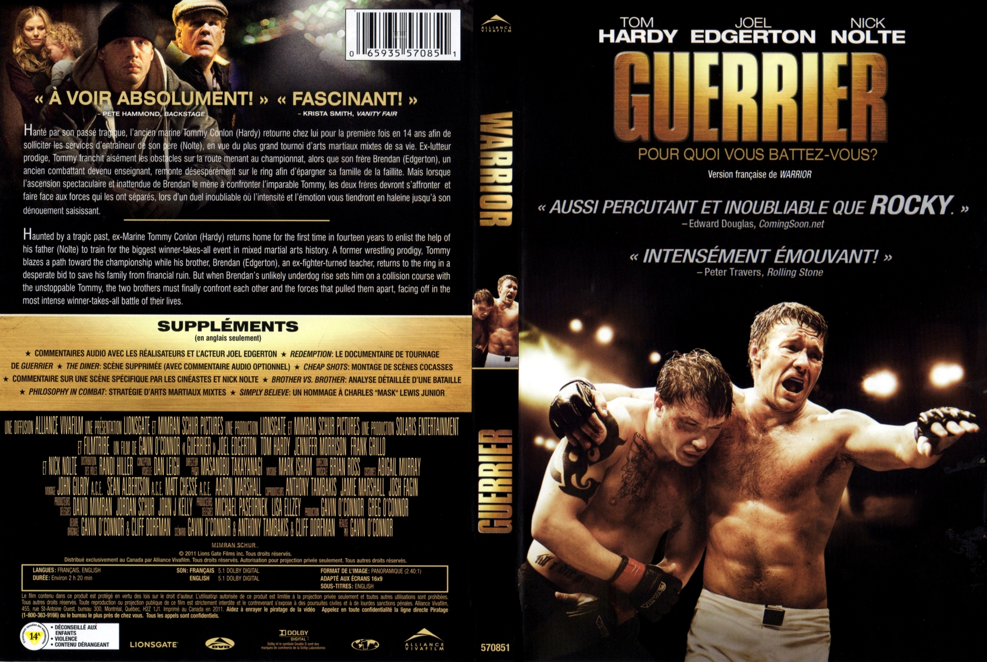 Jaquette DVD Guerrier - Warrior (Canadienne)