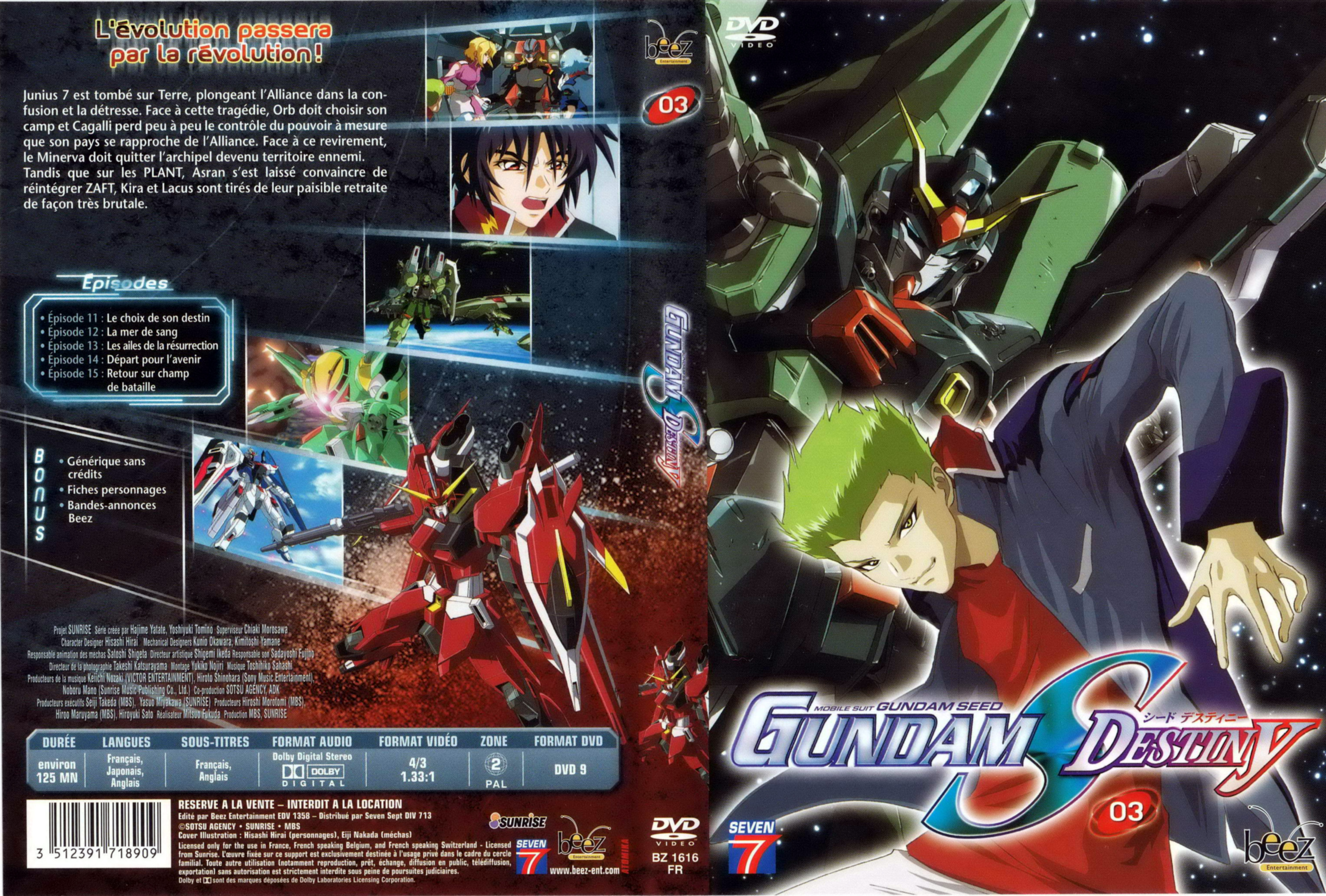 Jaquette DVD Gundam destiny vol 03