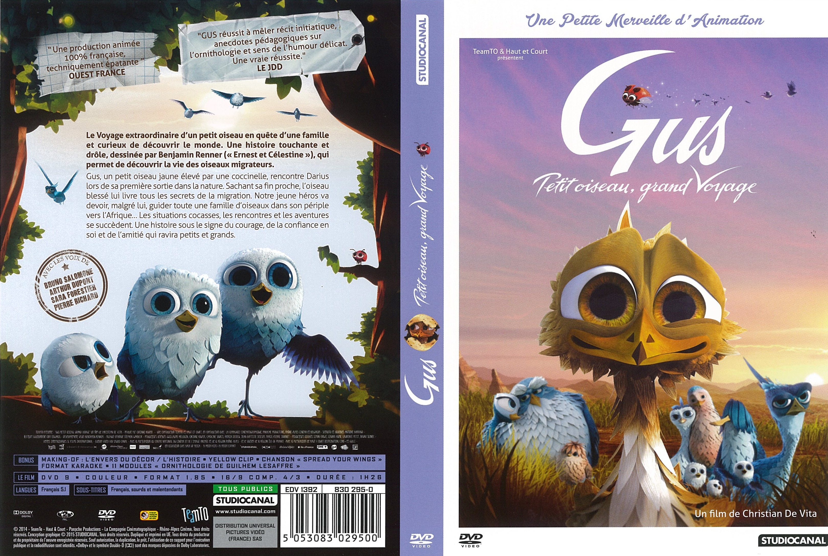 Jaquette DVD Gus petit oiseau, grand voyage