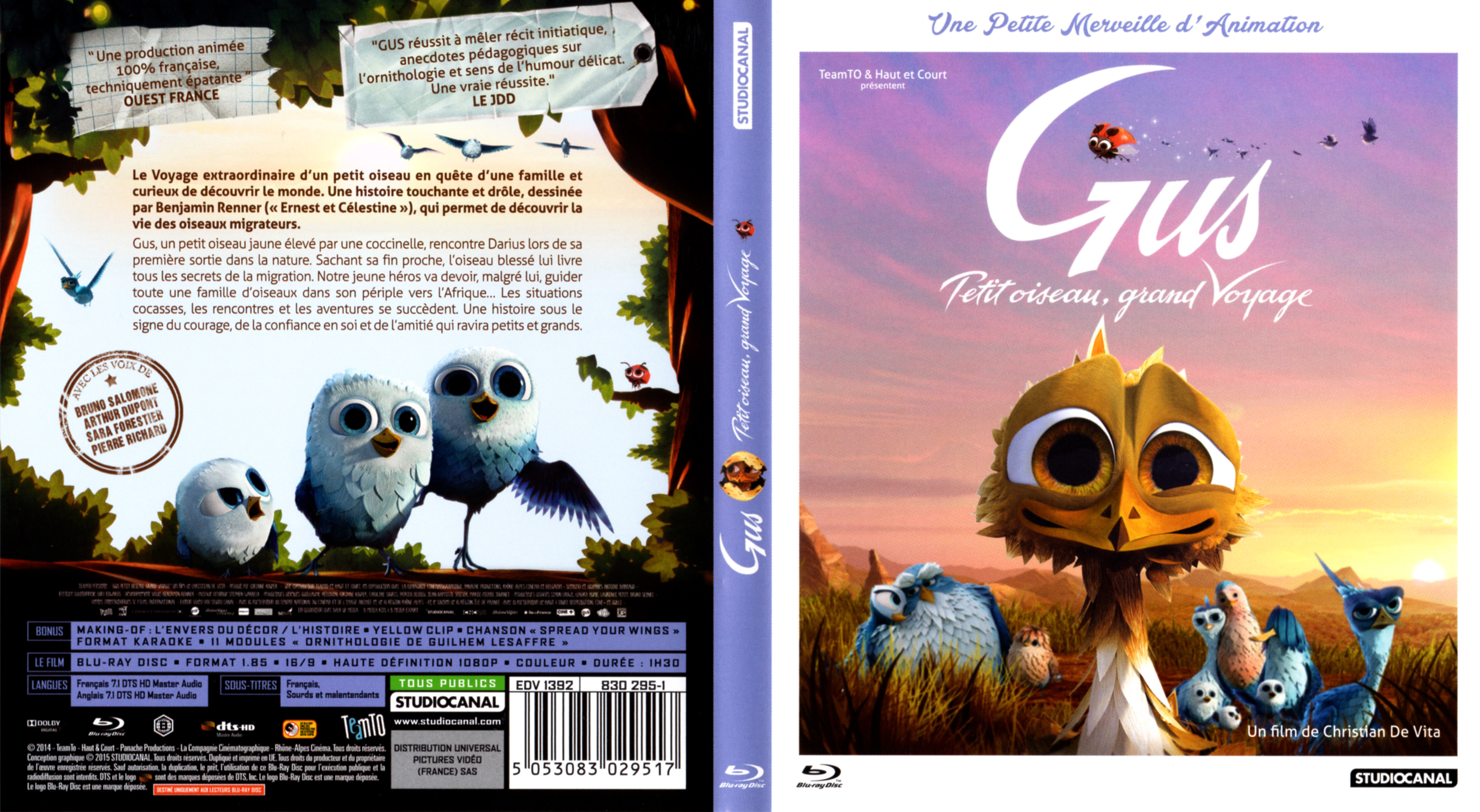 Jaquette DVD Gus petit oiseau grand voyage (BLU-RAY)