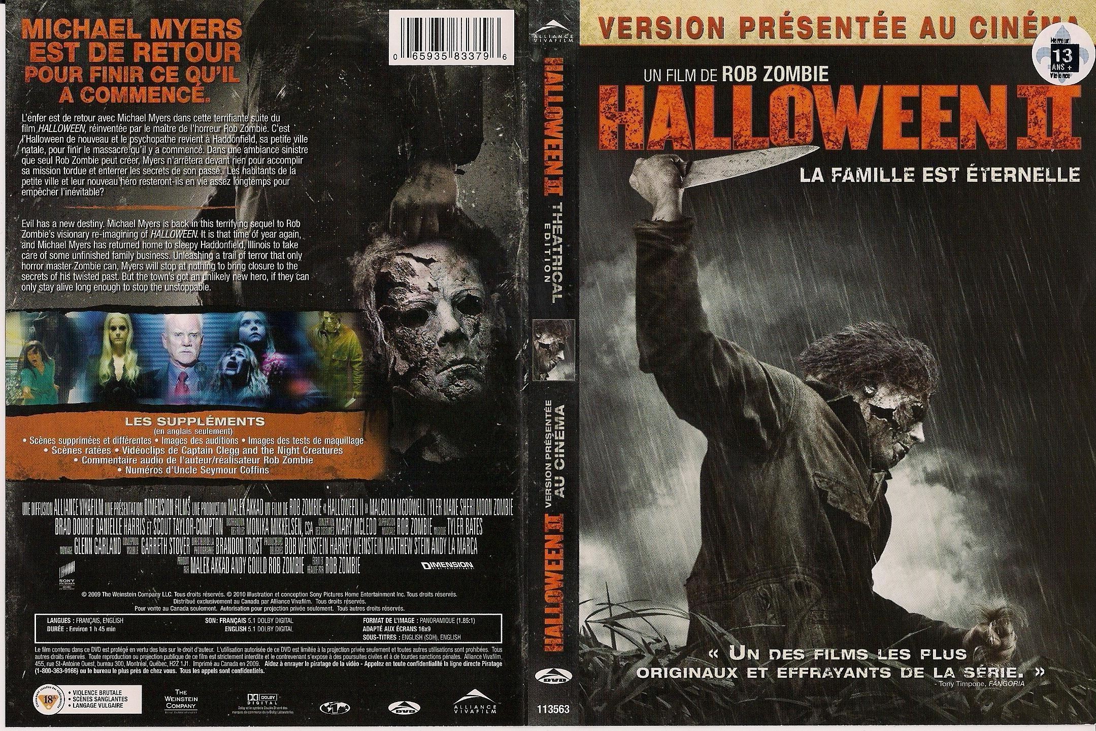 Jaquette DVD Halloween 2 (2009) (Canadienne)