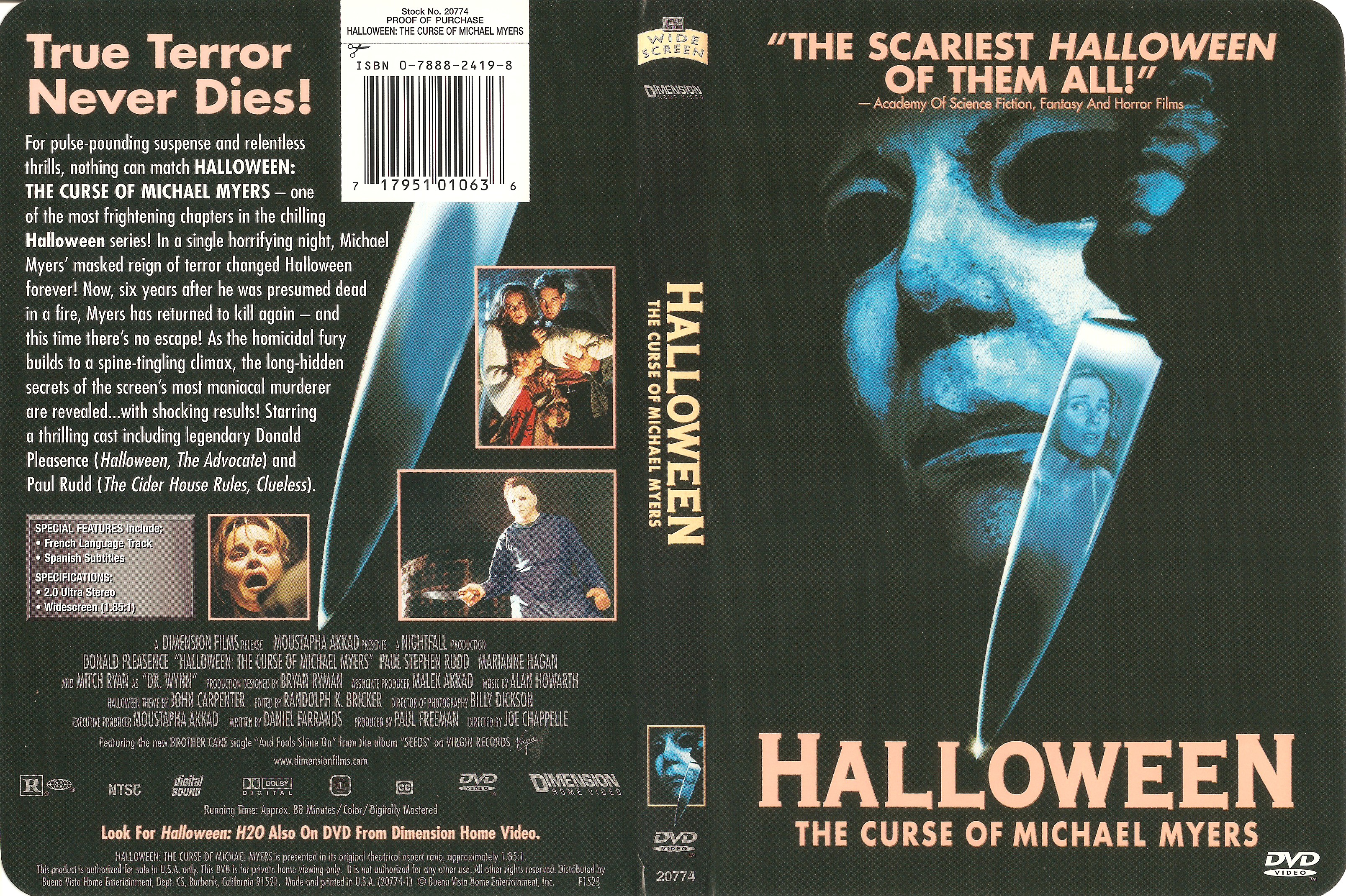 Jaquette DVD Halloween 6 (Canadienne)