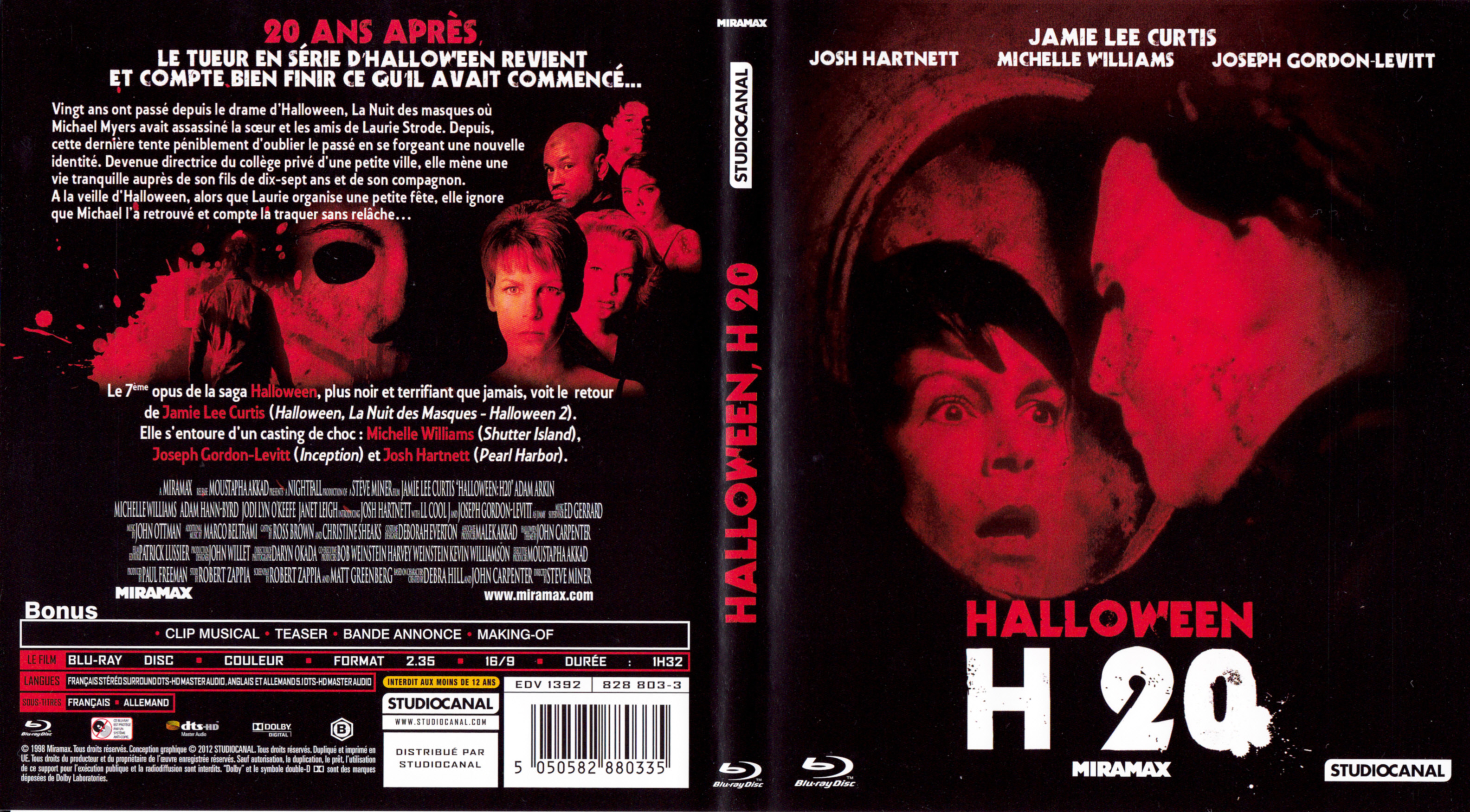 Jaquette DVD Halloween H20 (BLU-RAY)