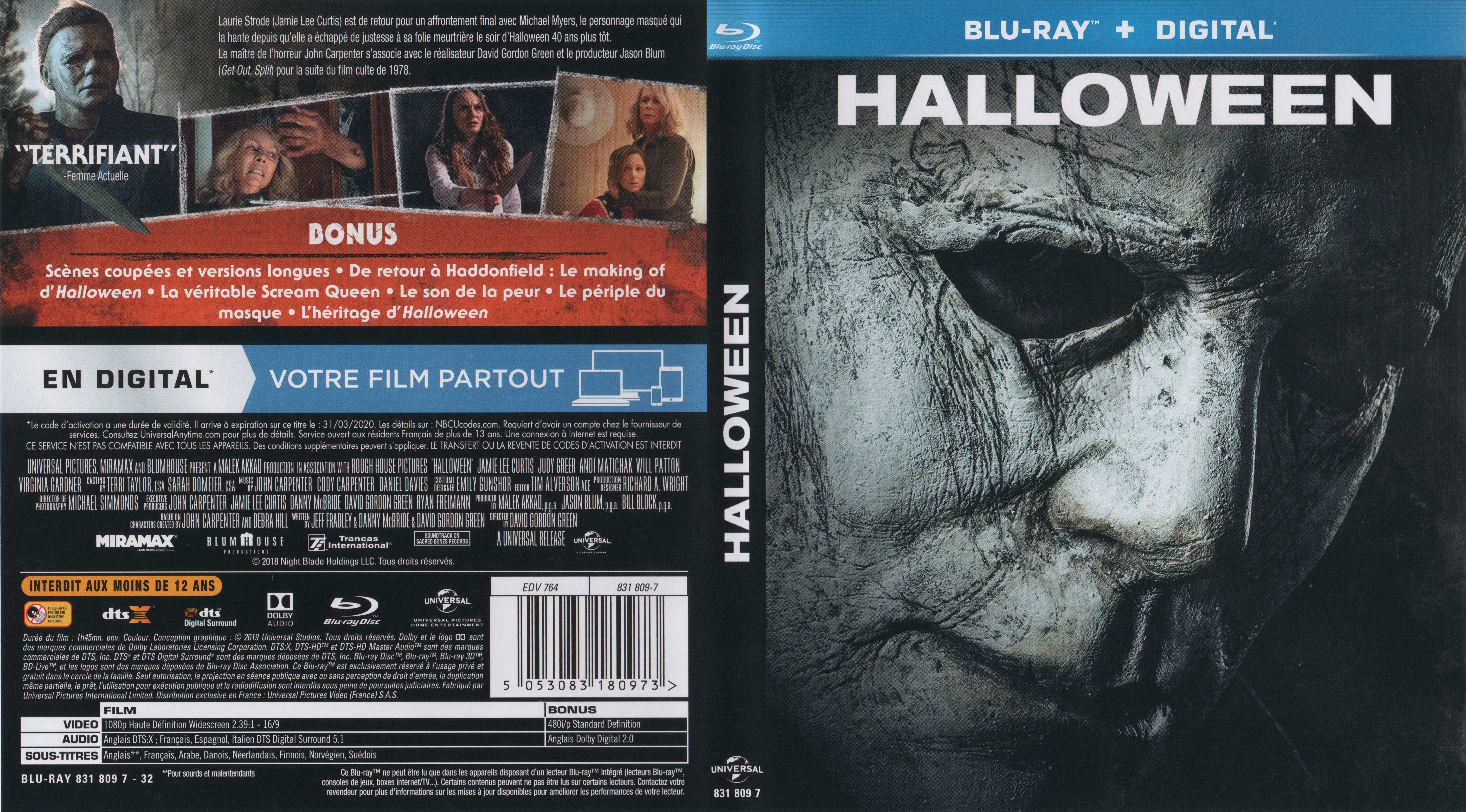 Jaquette DVD Halloween (2018)