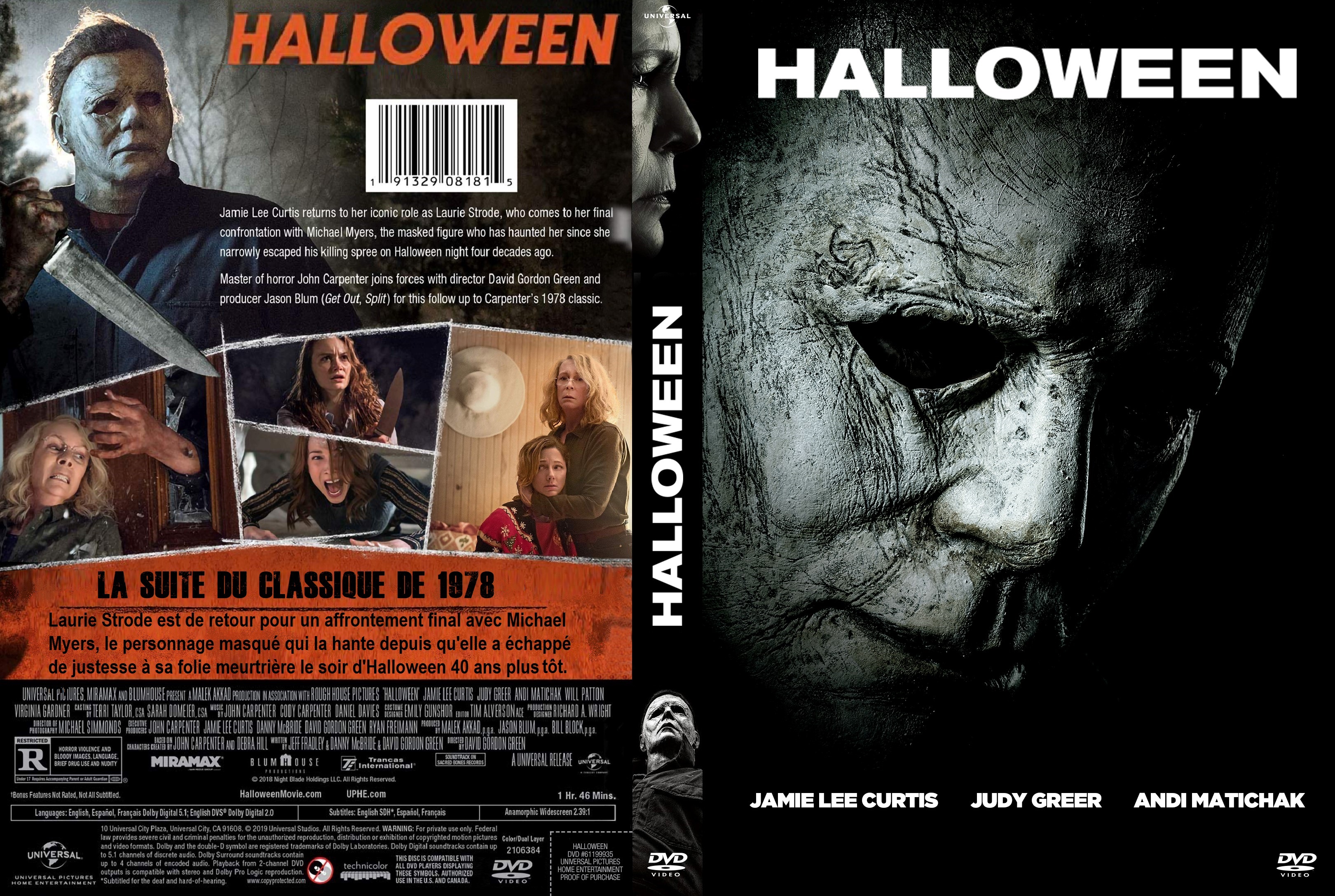 Jaquette DVD Halloween (2018) custom v2