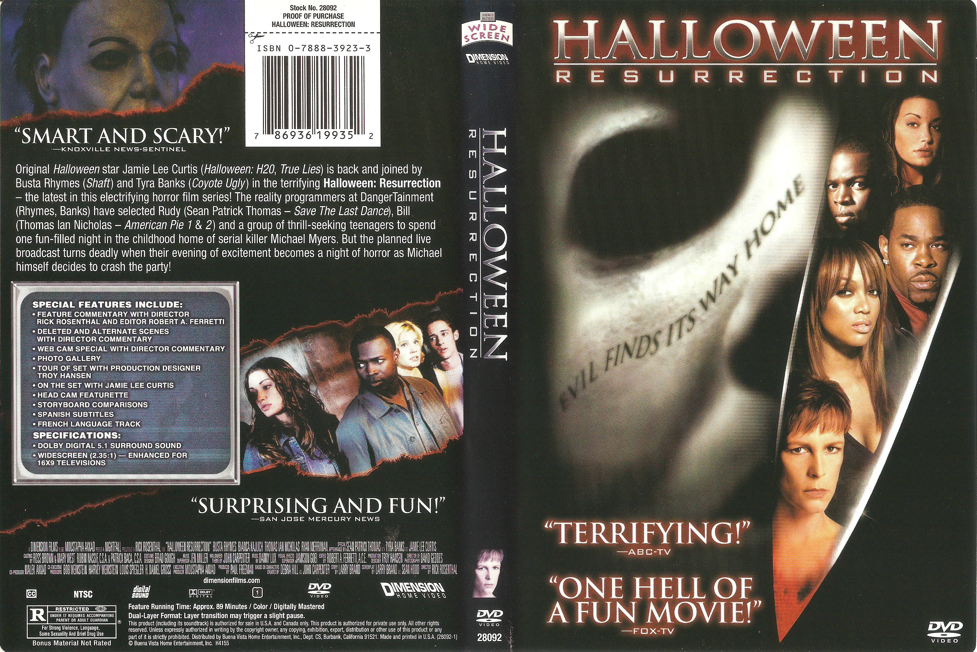 Jaquette DVD Halloween resurrection (Canadienne)