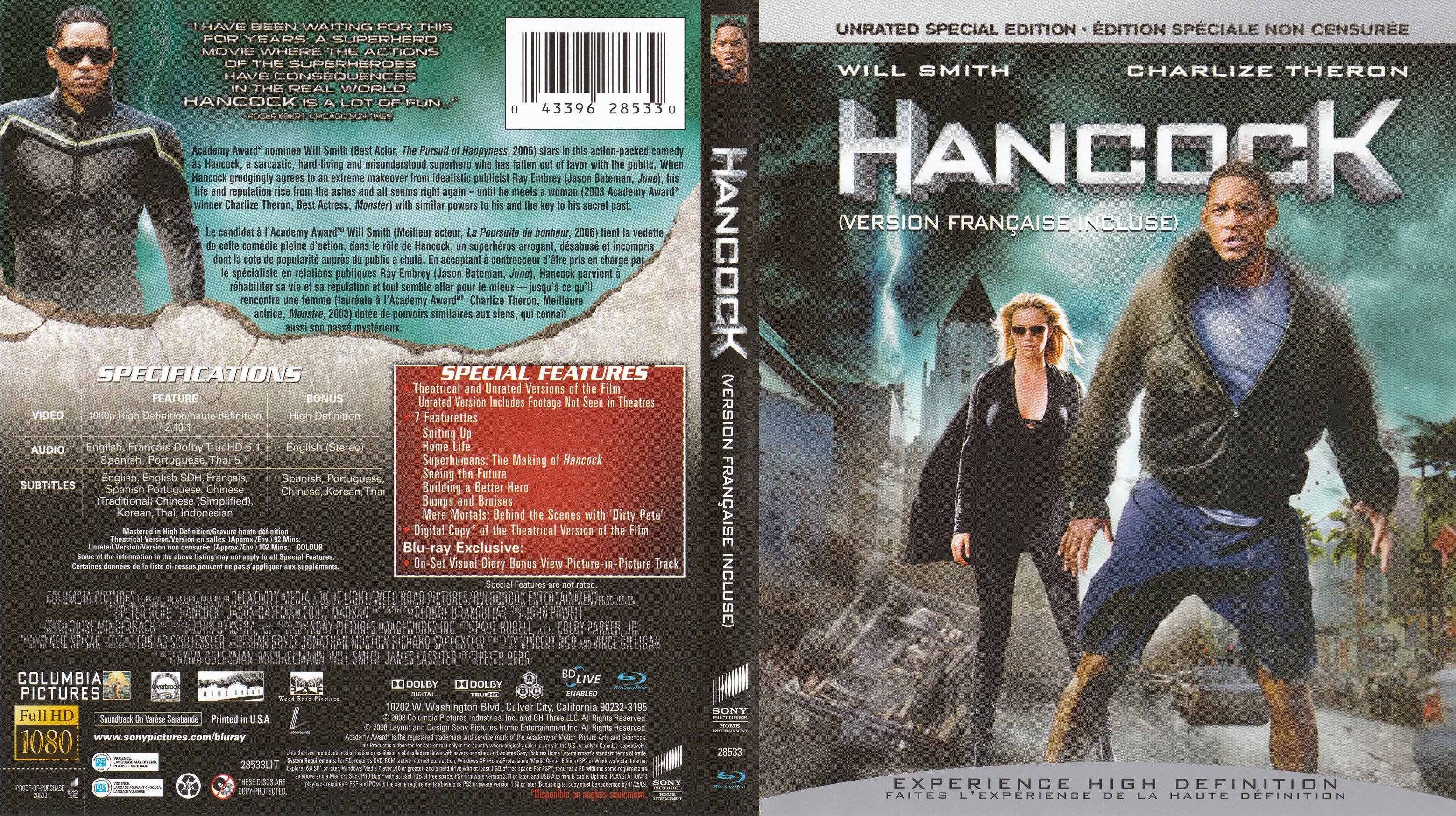 Jaquette DVD Hancock (Canadienne) (BLU-RAY)