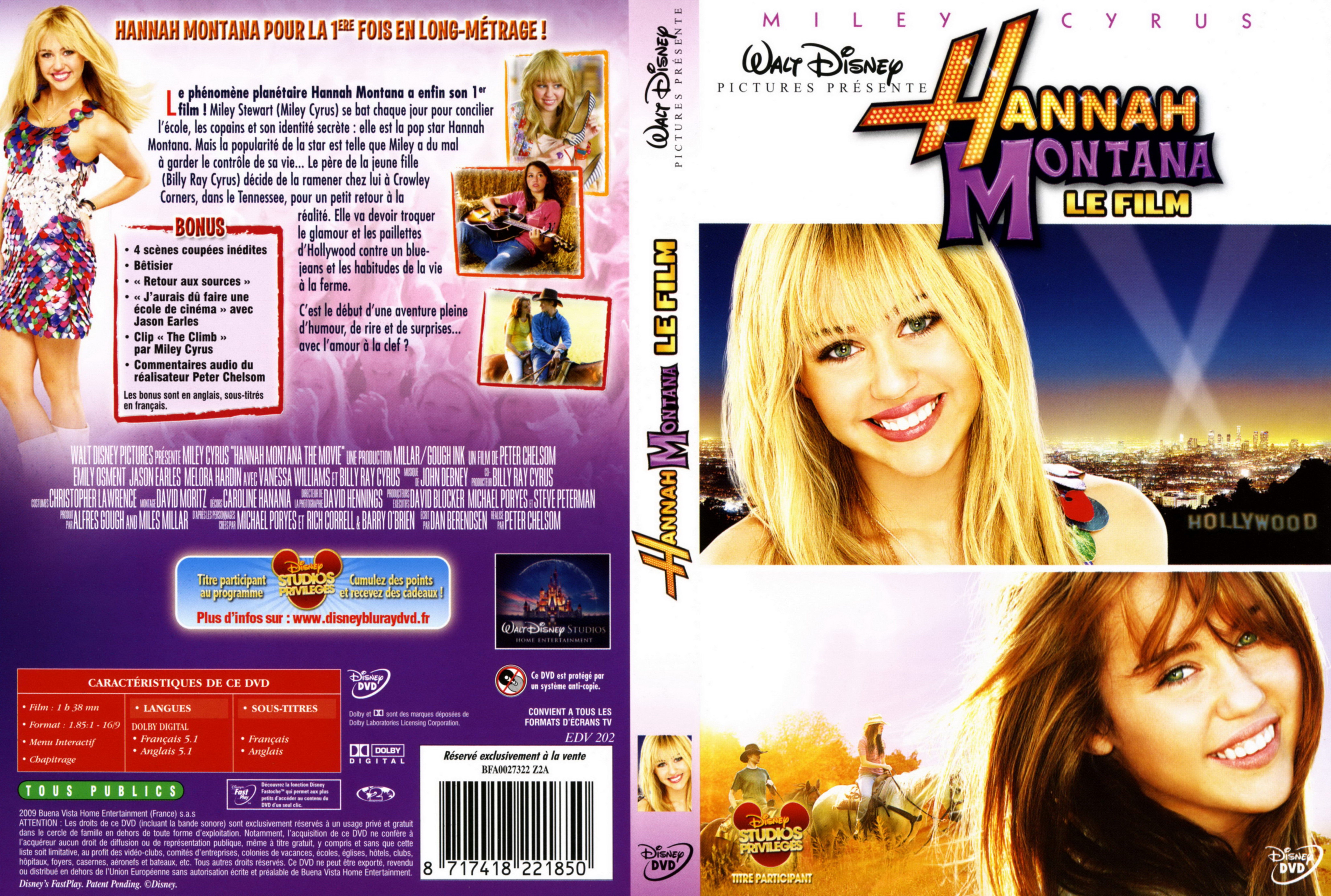 Jaquette DVD Hannah Montana Le film