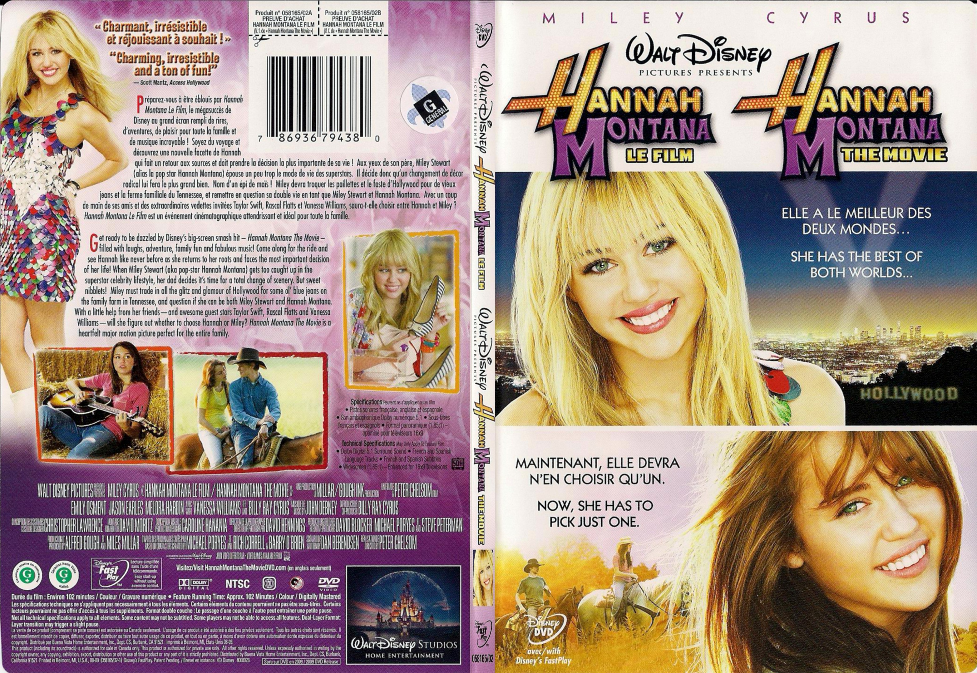 Jaquette DVD Hannah Montana Le film (Canadienne) - SLIM