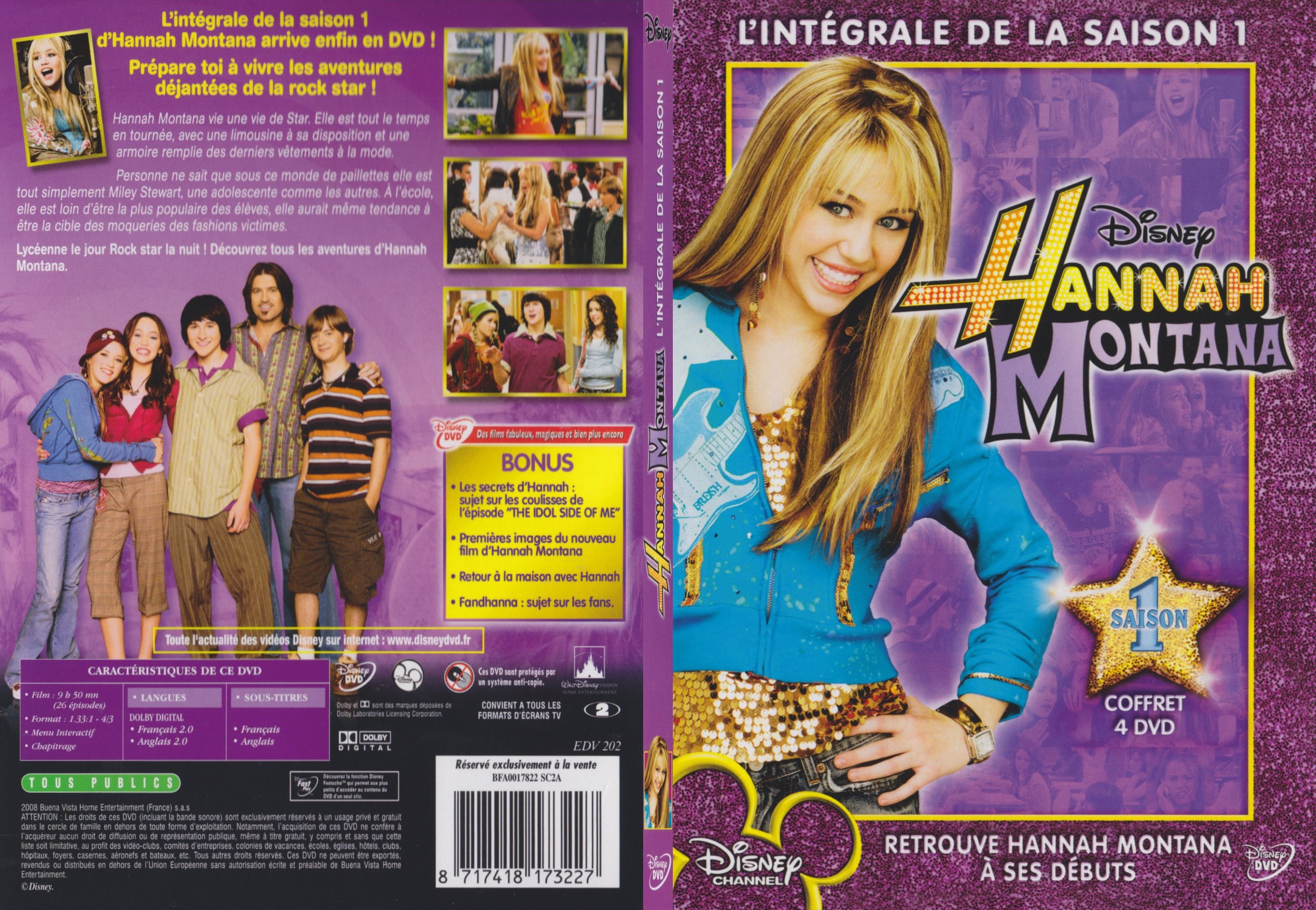 Jaquette DVD Hannah Montana Saison 1 - SLIM