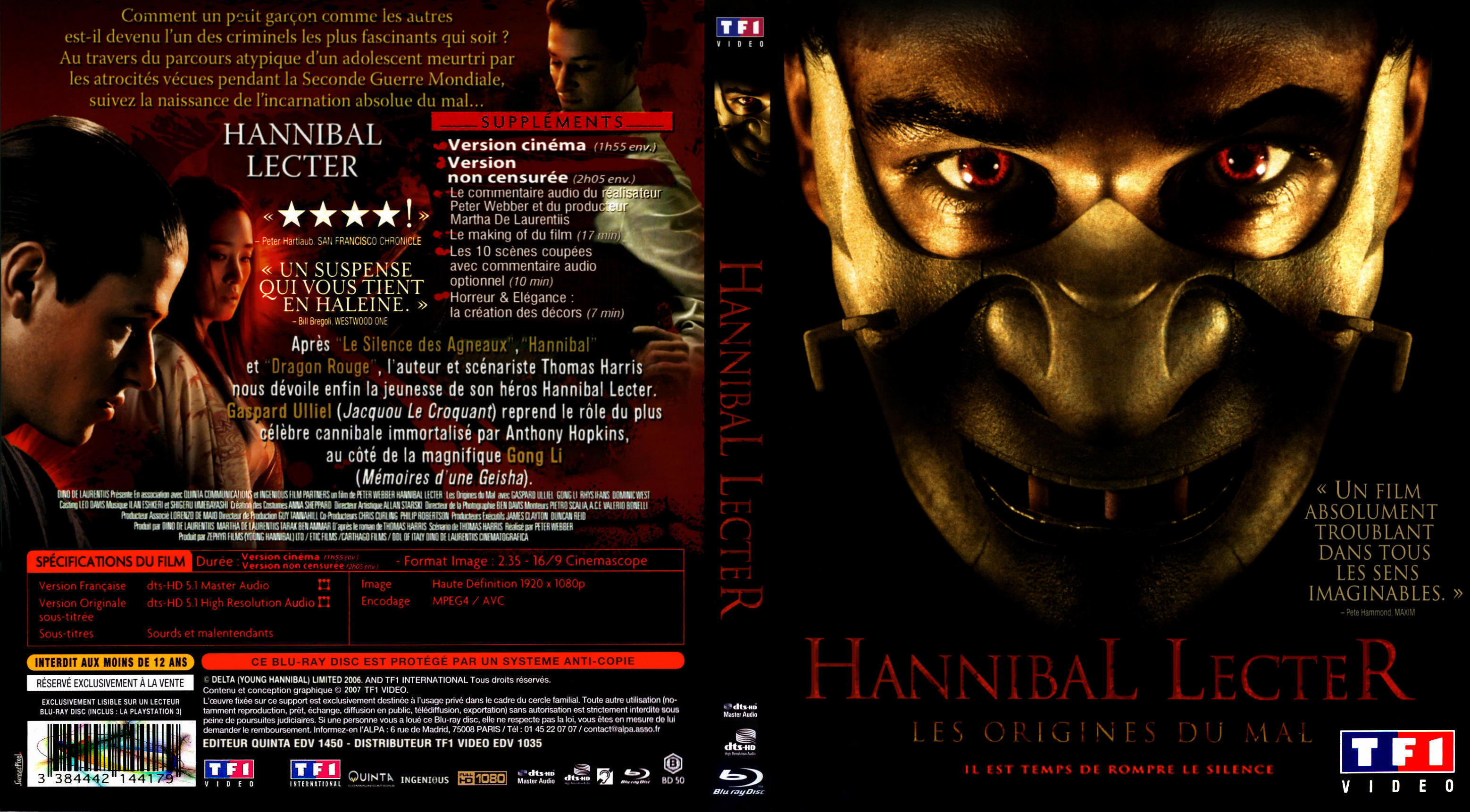 Jaquette DVD Hannibal Lecter les origines du mal custom (BLU-RAY)