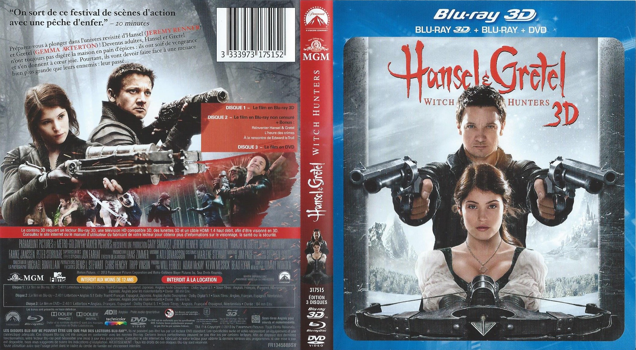 Jaquette DVD Hansel et Gretel Witch Hunters (BLU-RAY) v2