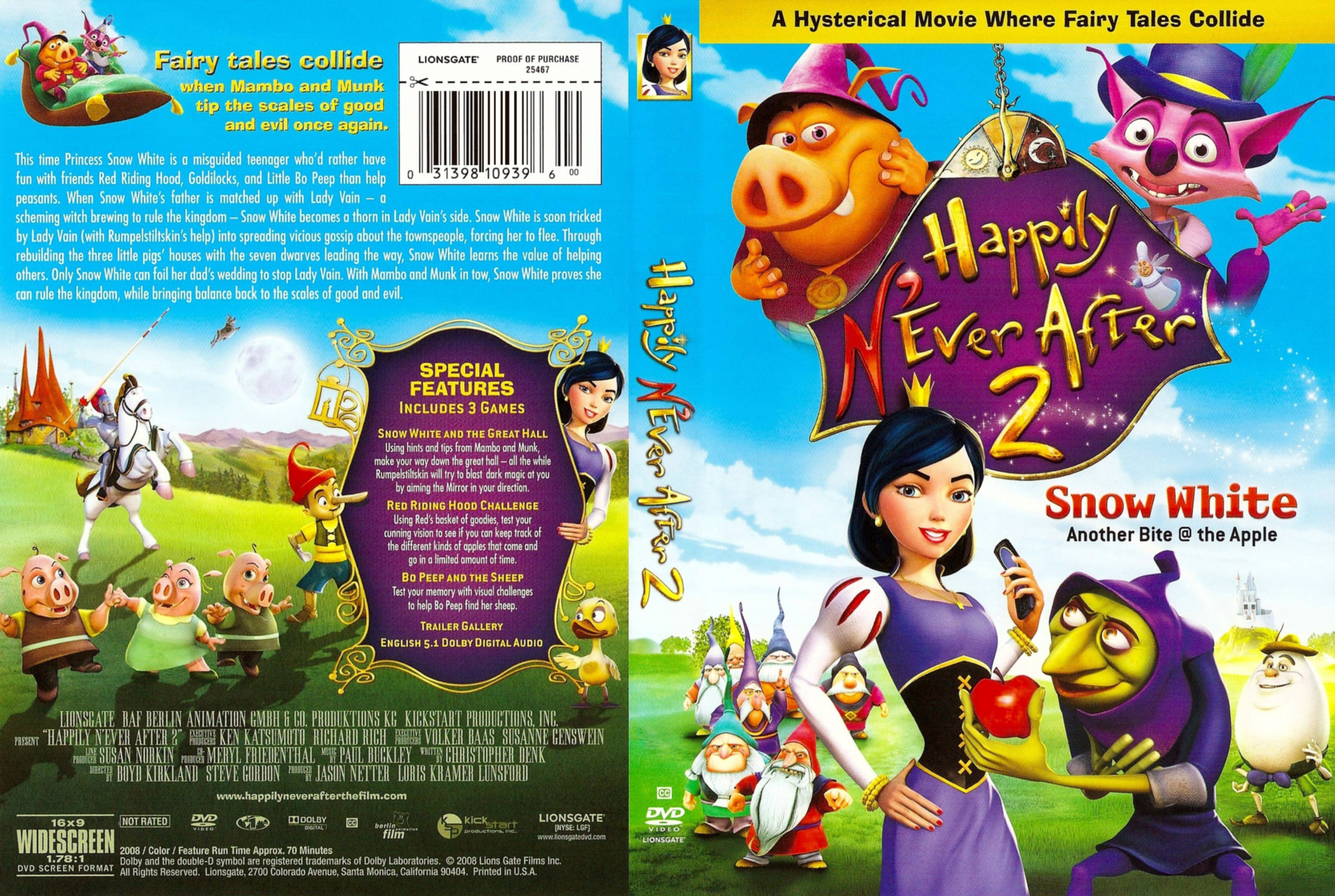 Jaquette DVD Happily n(ever after 2 - Il etait une fois Blanche Neige (Canadienne)