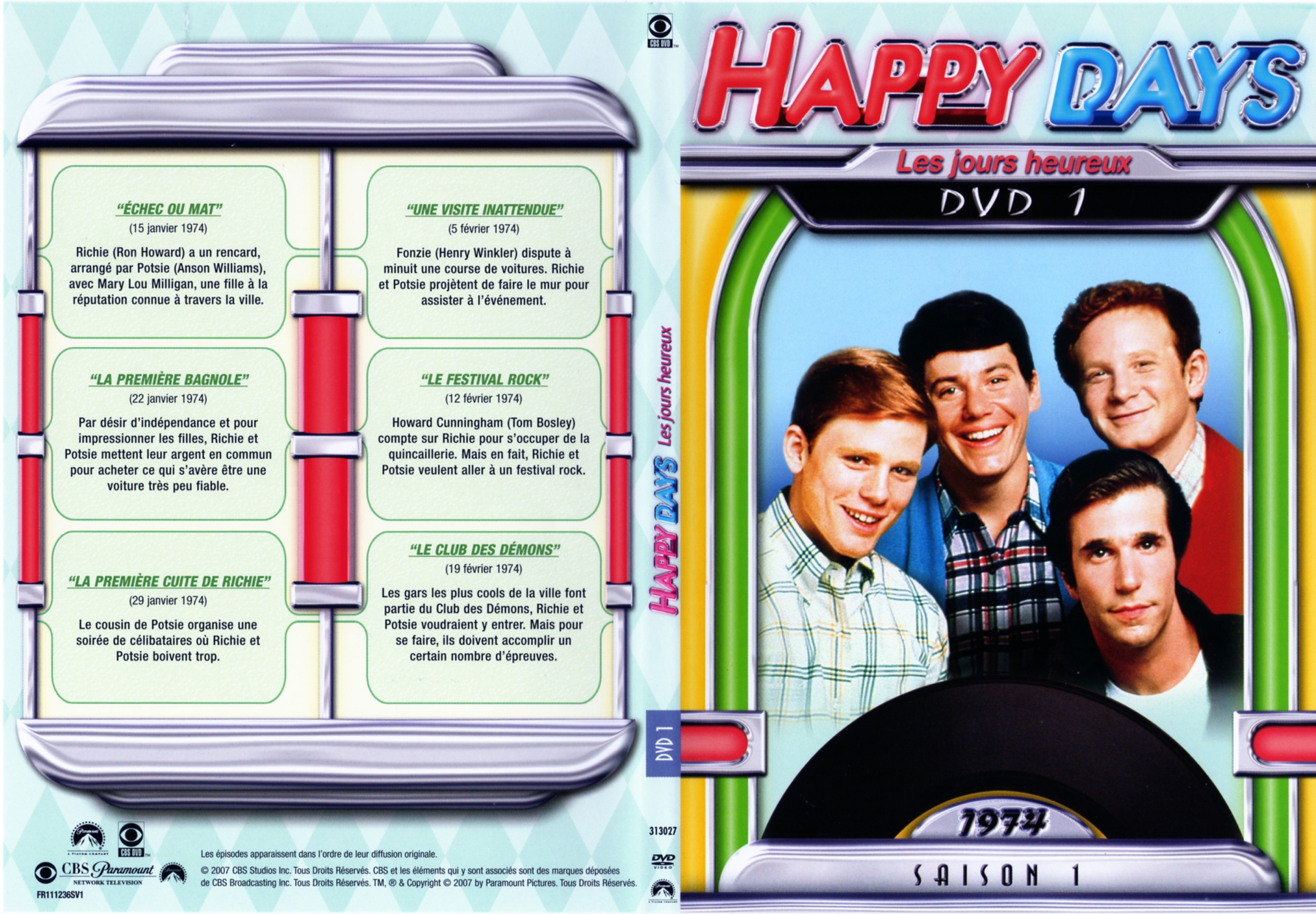 Jaquette DVD Happy days Saison 01 DVD 1