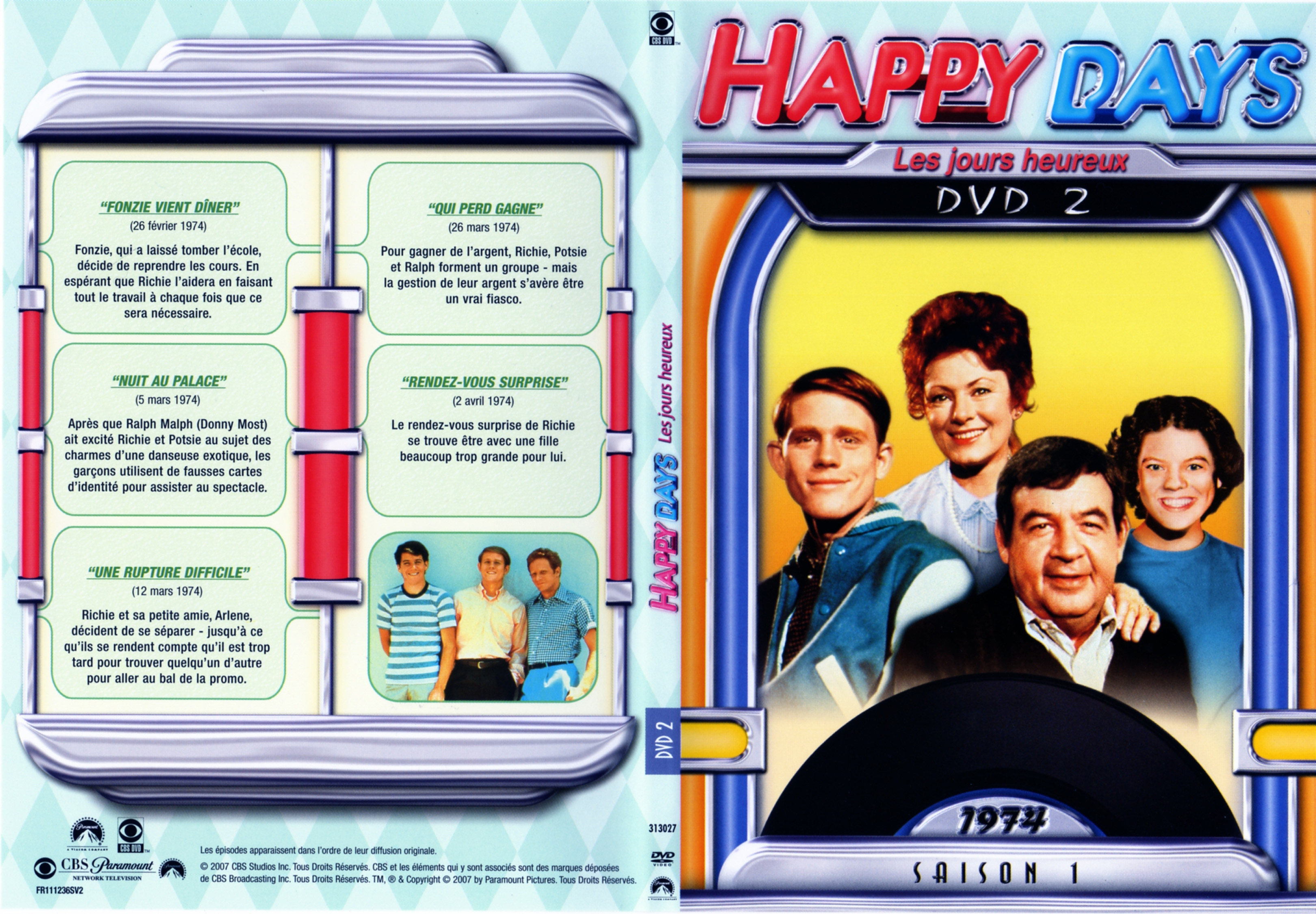Jaquette DVD Happy days Saison 01 DVD 2